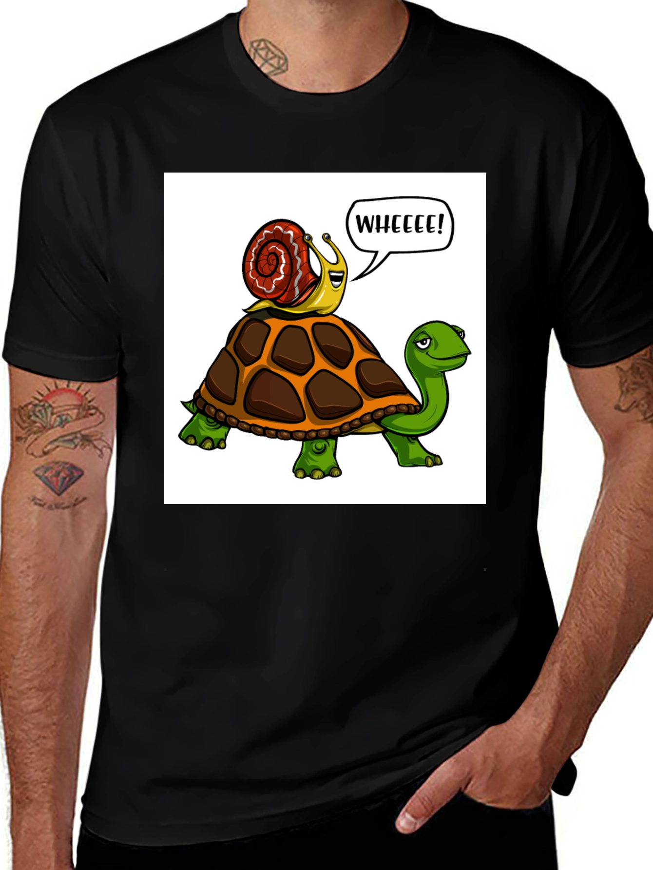 Variant 10 of Snail Riding Turtle Cartoon T-Shirt