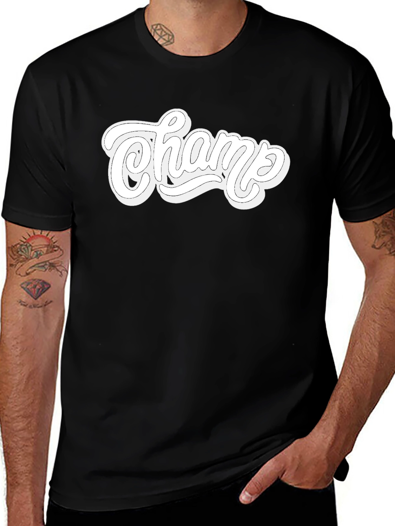Variant 28 of Champ Graphic Tee - Black Cotton T-Shirt