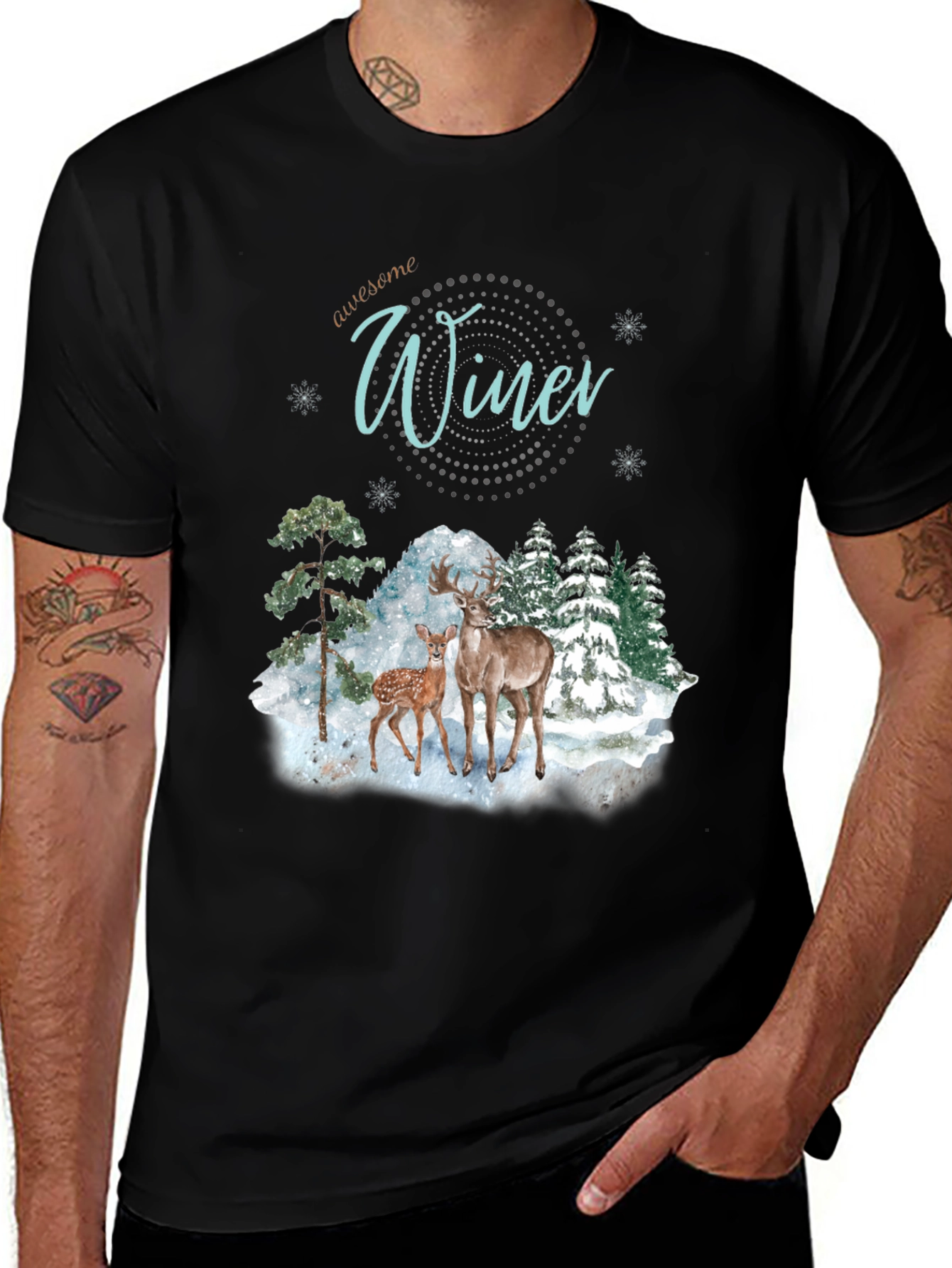 Variant 14 of Winter Deer Graphic Tee