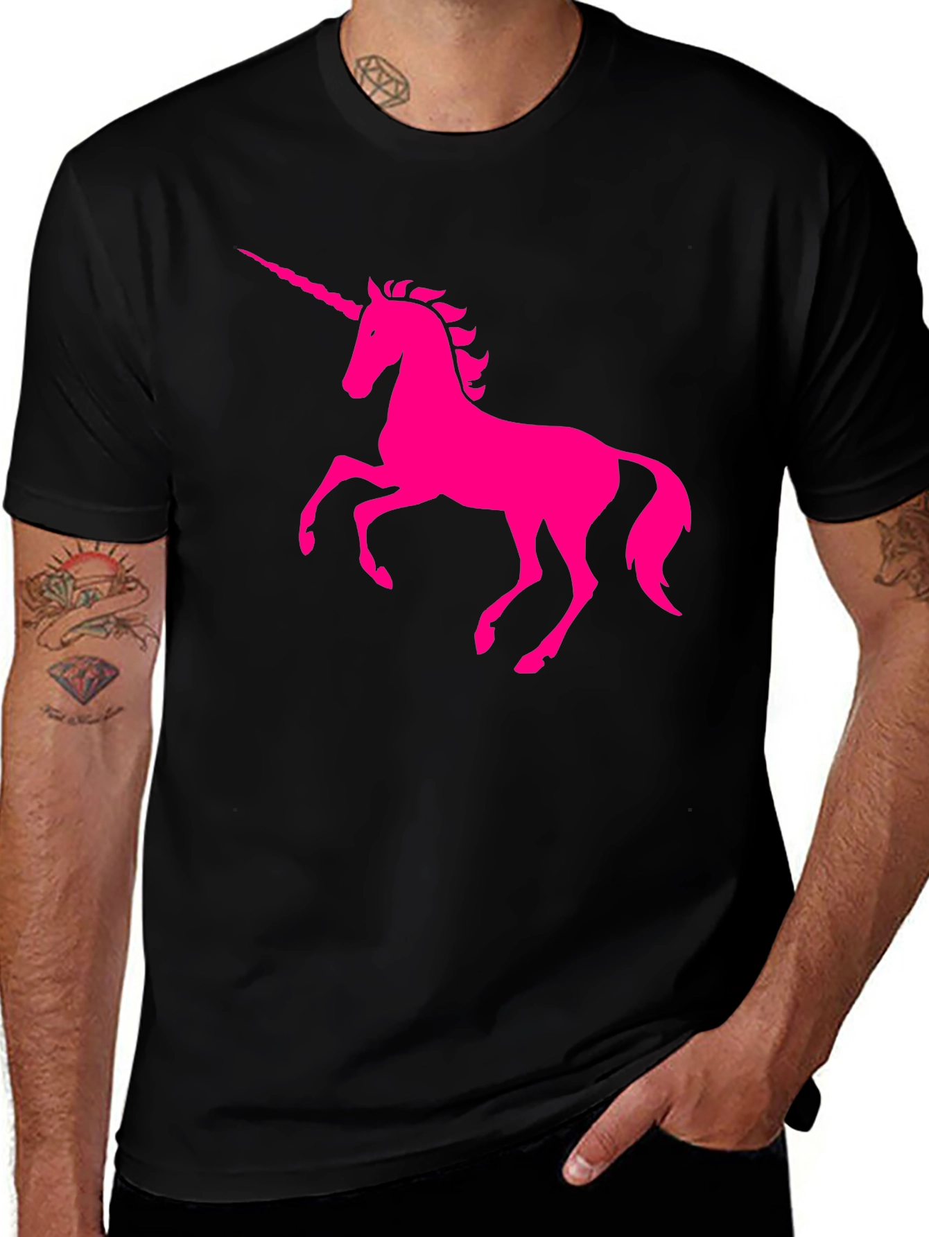 Variant 10 of Unicorn Graphic Tee - Black Cotton Blend