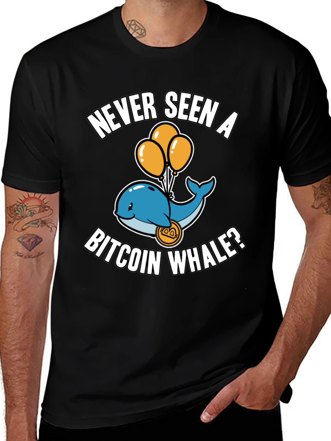 Variant 28 of Never Seen A Bitcoin Whale? Black T-Shirt