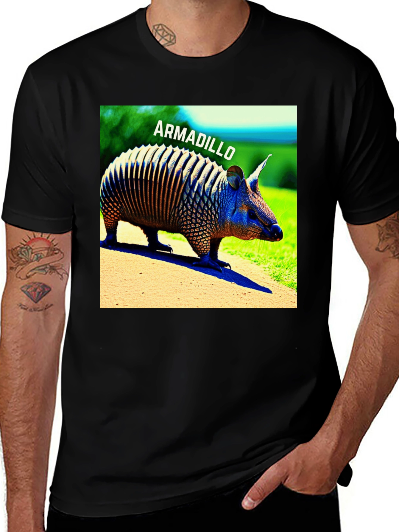 Variant 9 of Armadillo Graphic Print Black T-Shirt