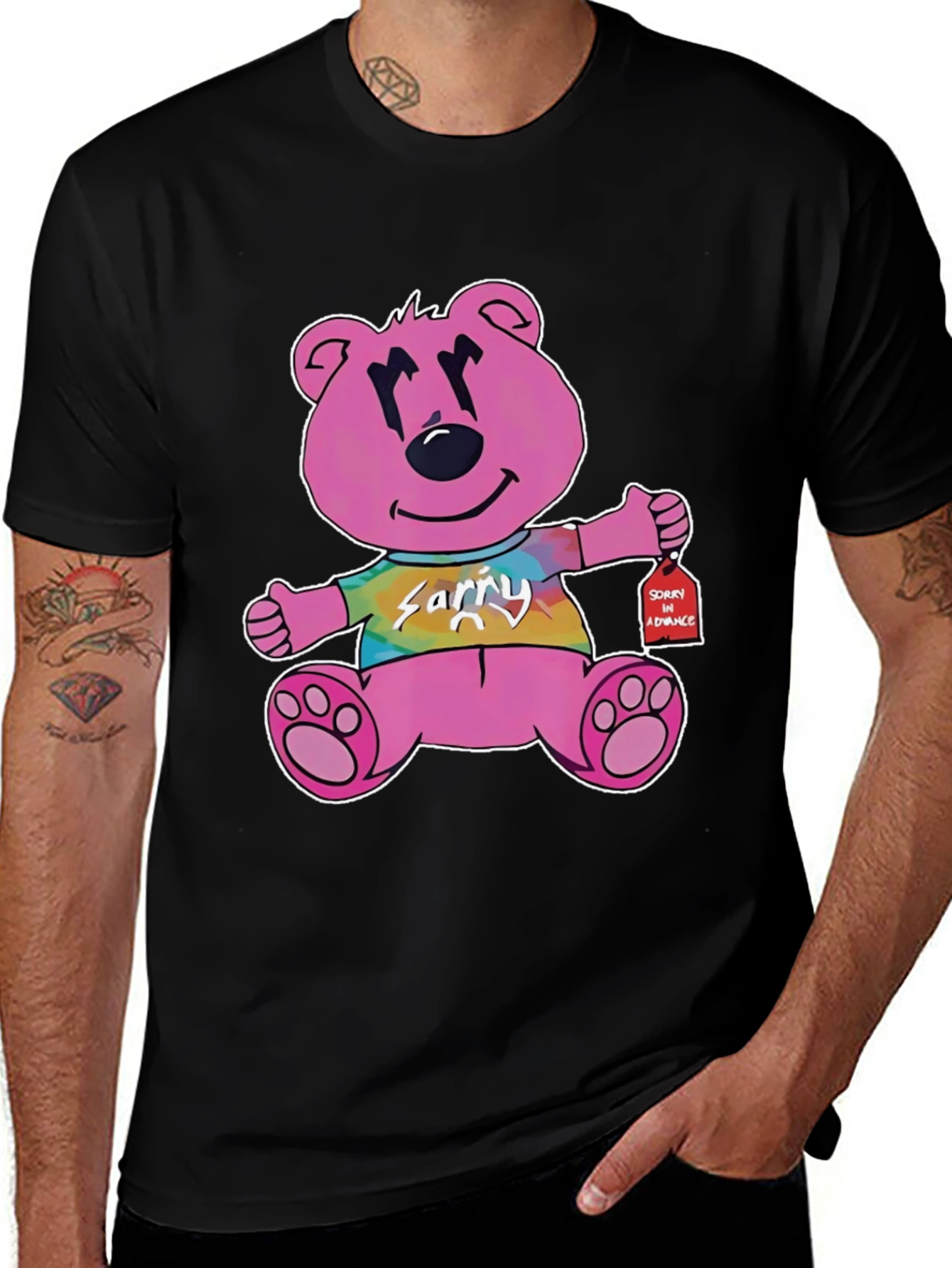 Variant 20 of Novelty Graphic Tee: Pink Bear 'Sorry in Advance'