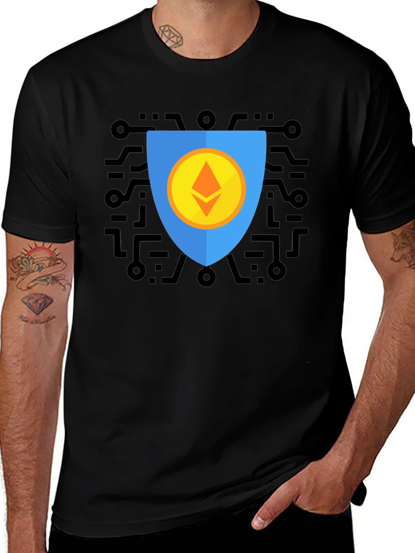 Ethereum Shield Graphic Tee - Crypto Protection