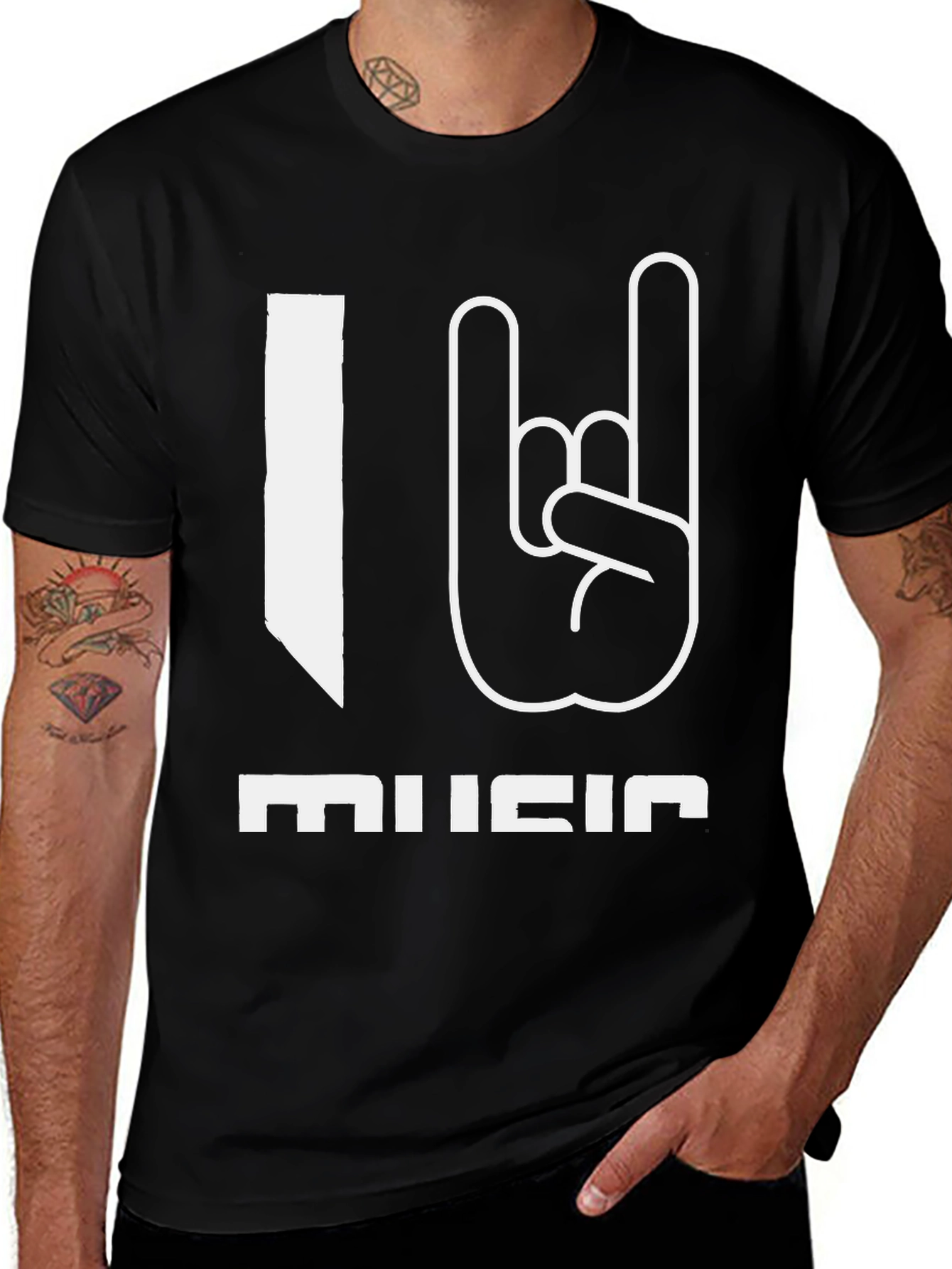 Variant 6 of I Rock Music Graphic Tee - Black Unisex