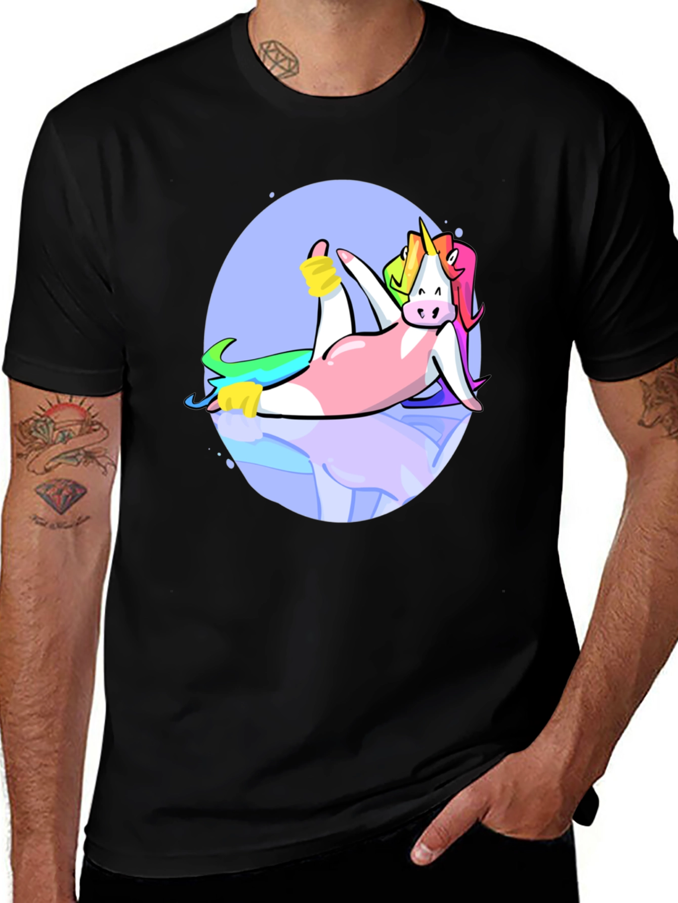 Variant 3 of Unicorn Yoga Tee - Black Cotton Graphic T-Shirt