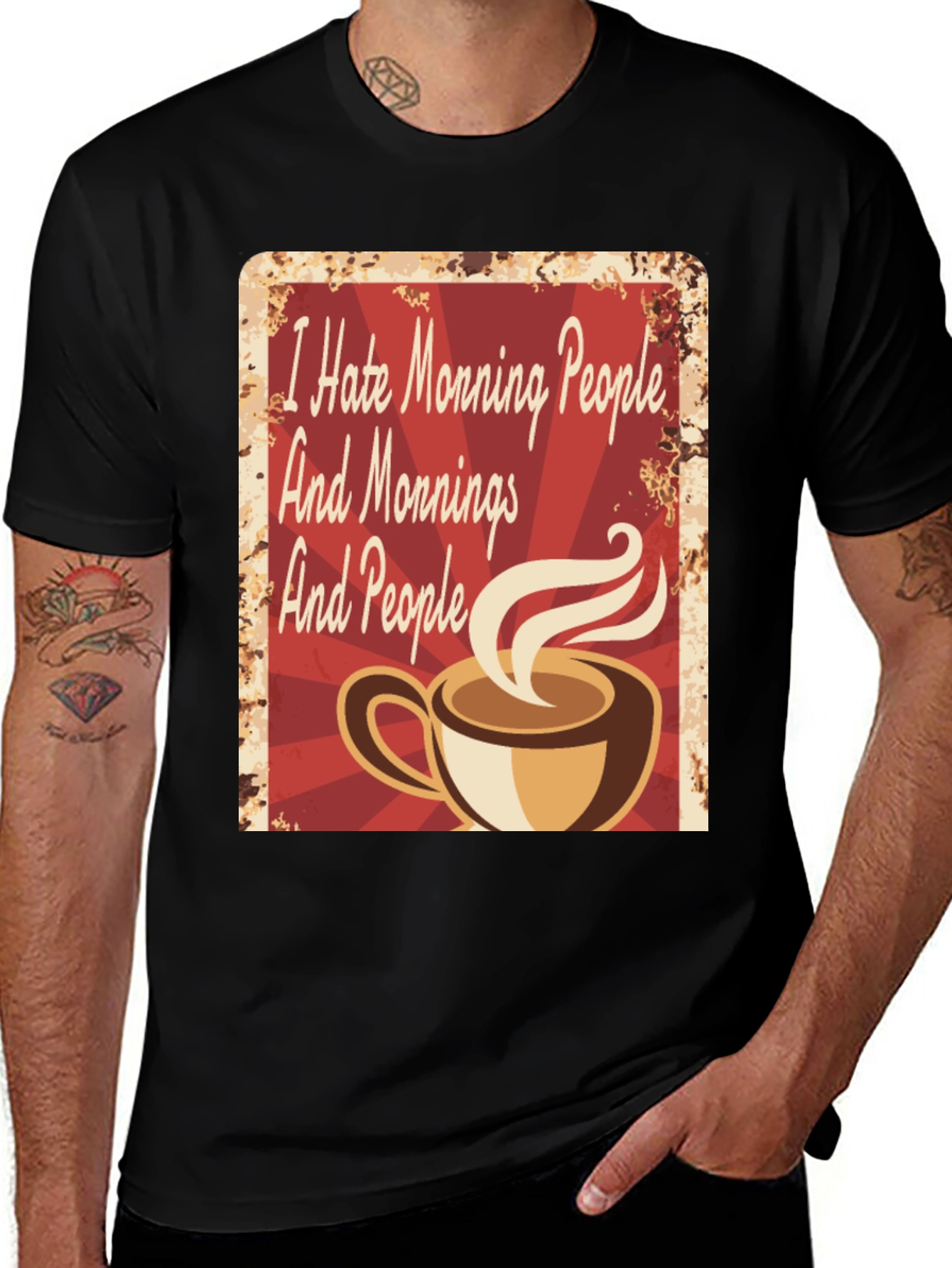 Variant 15 of I Hate Morning People T-Shirt - Funny Coffee Lover Tee