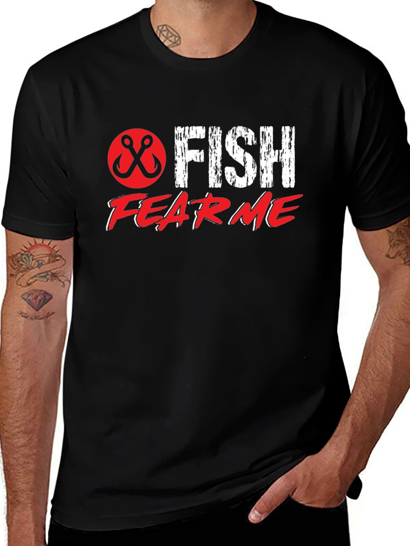 Variant 22 of Fish Fear Me Black Graphic Tee