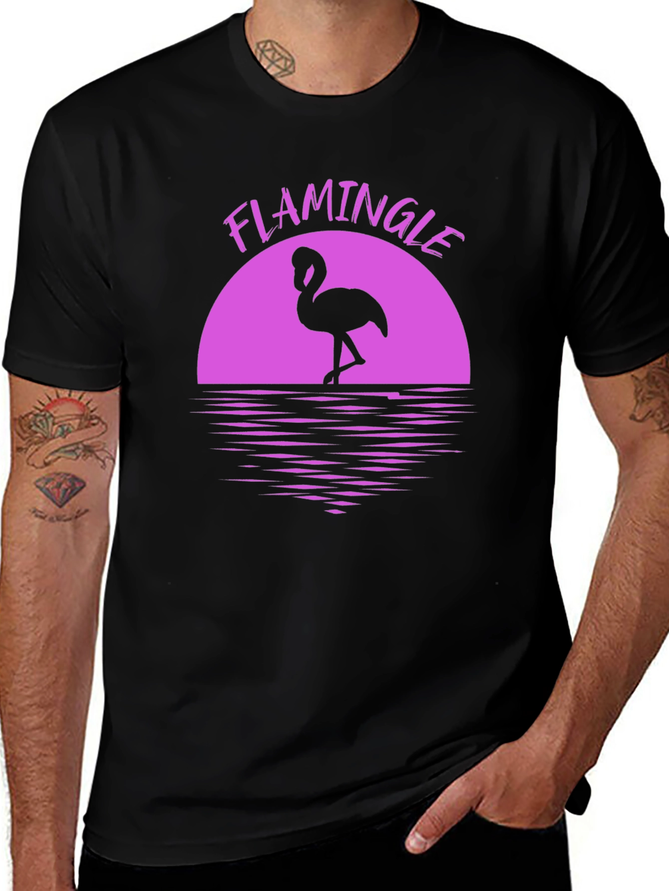 Variant 26 of Flamingle Graphic Tee - Tropical Flamingo Shirt
