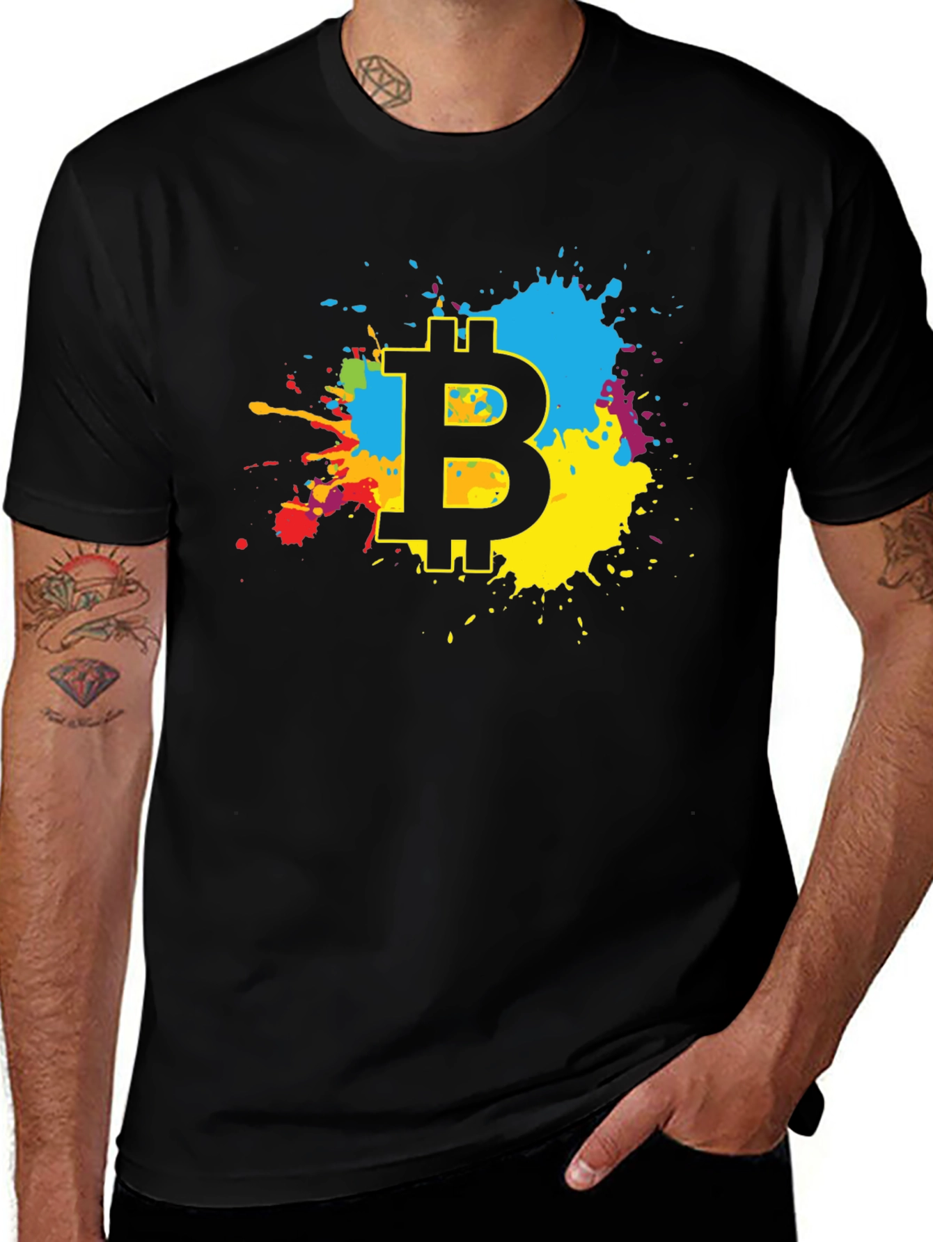 Bitcoin Splash Graphic Black T-Shirt