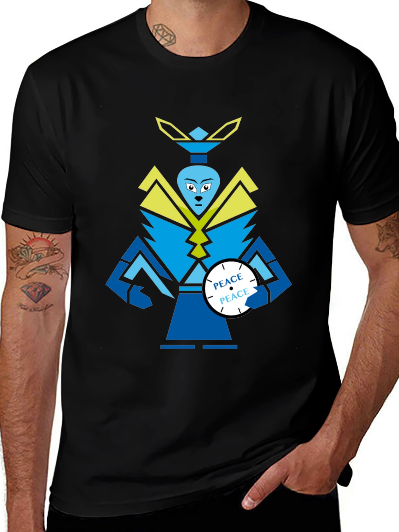 Variant 5 of Peace Robot Graphic Tee - Unique Design