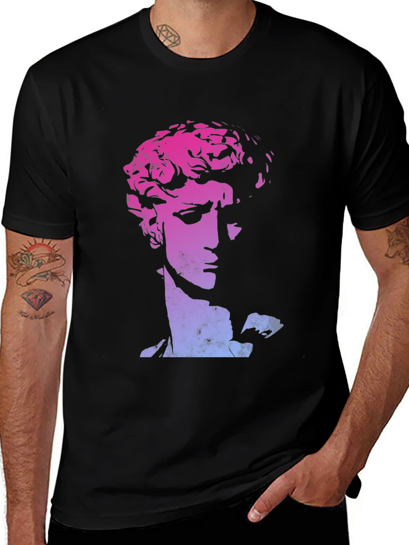Variant 7 of Vaporwave David T-Shirt - Artistic Black Tee