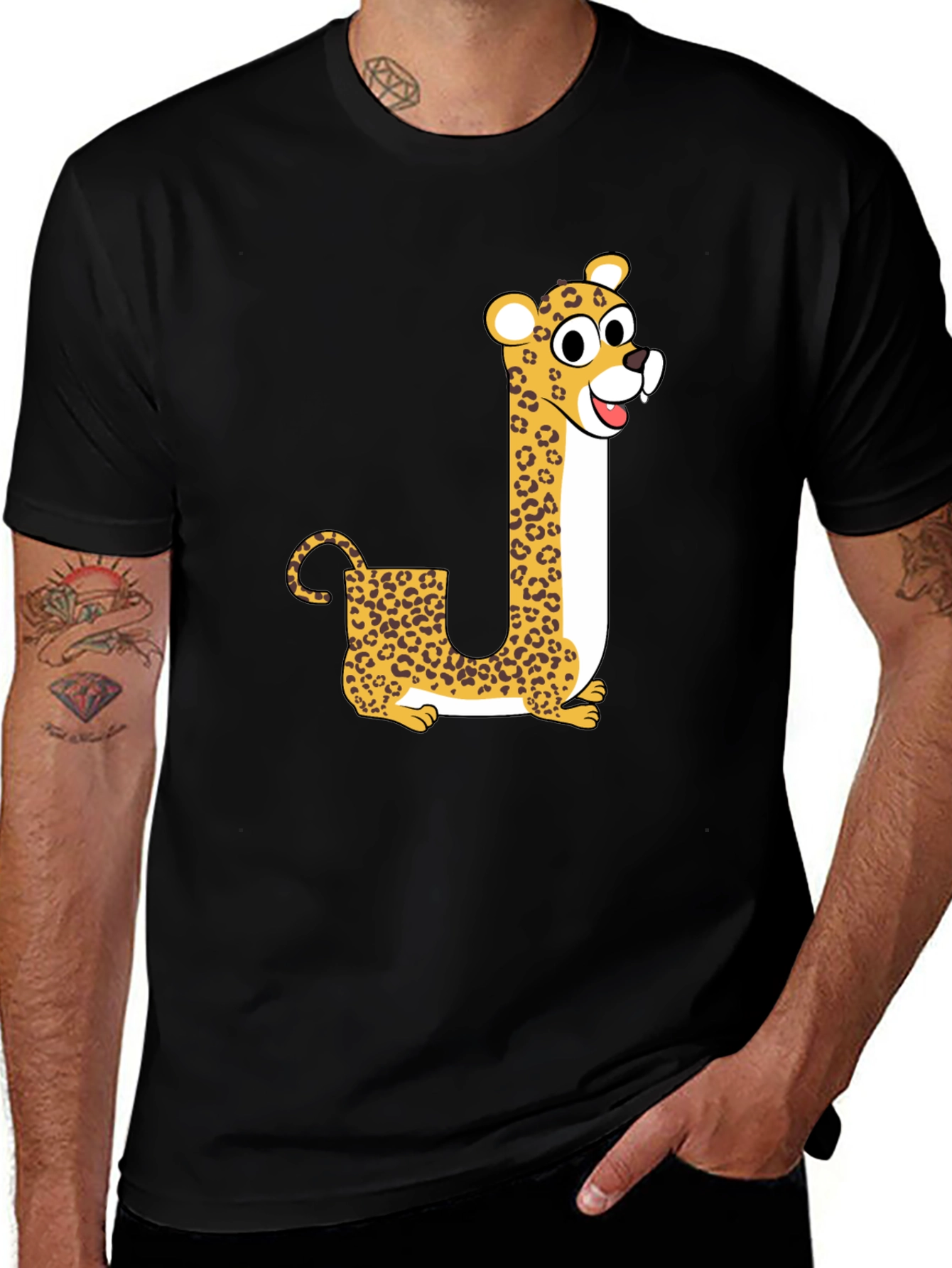 Leopard Print Letter J T-Shirt
