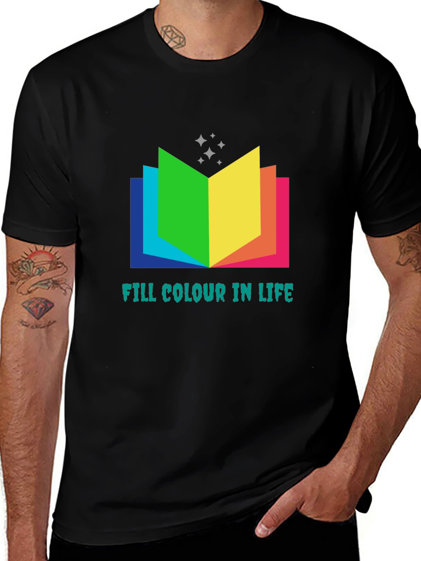 Variant 21 of Colorful "Fill Colour In Life" Book T-Shirt