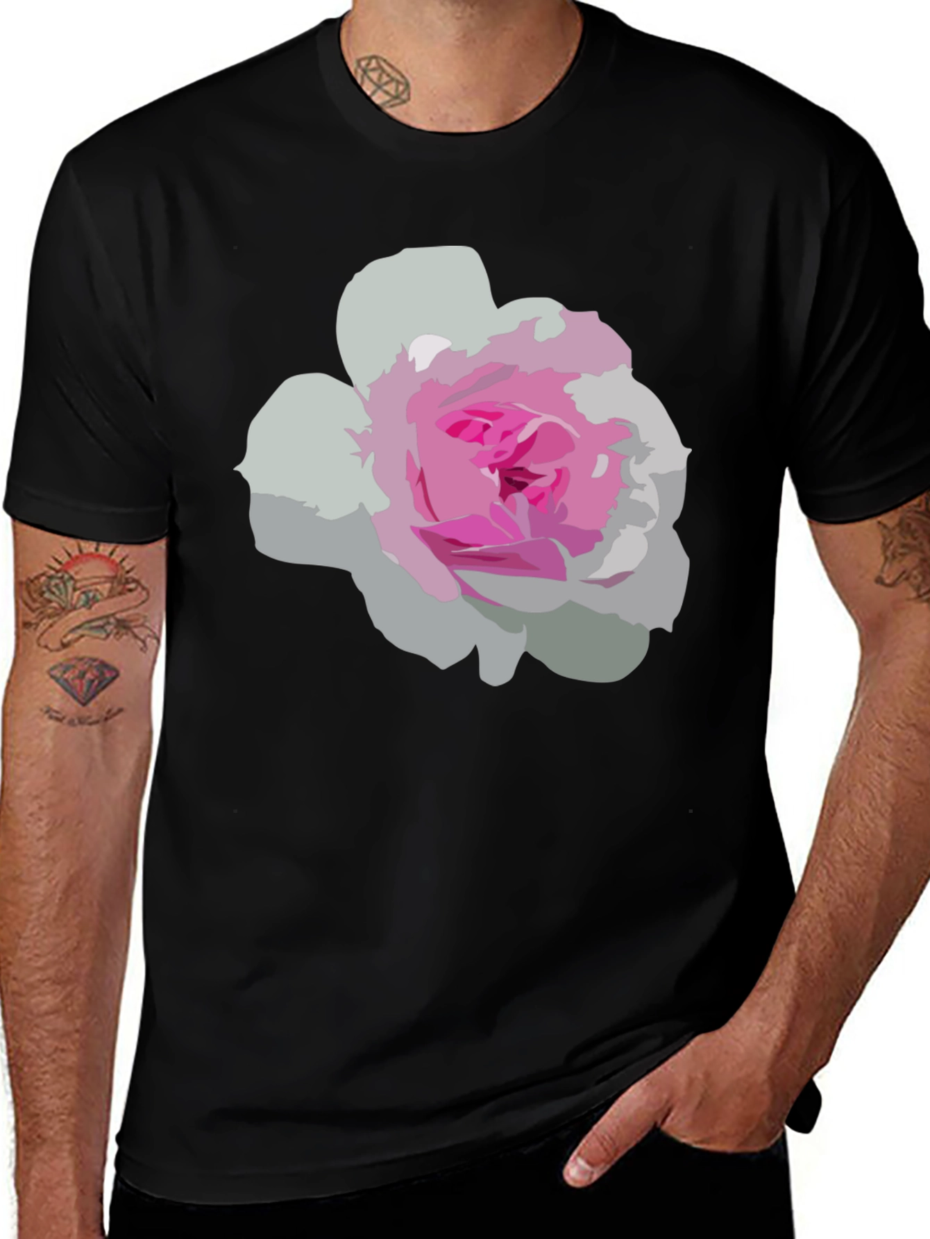 Variant 19 of Rose Graphic Black T-Shirt