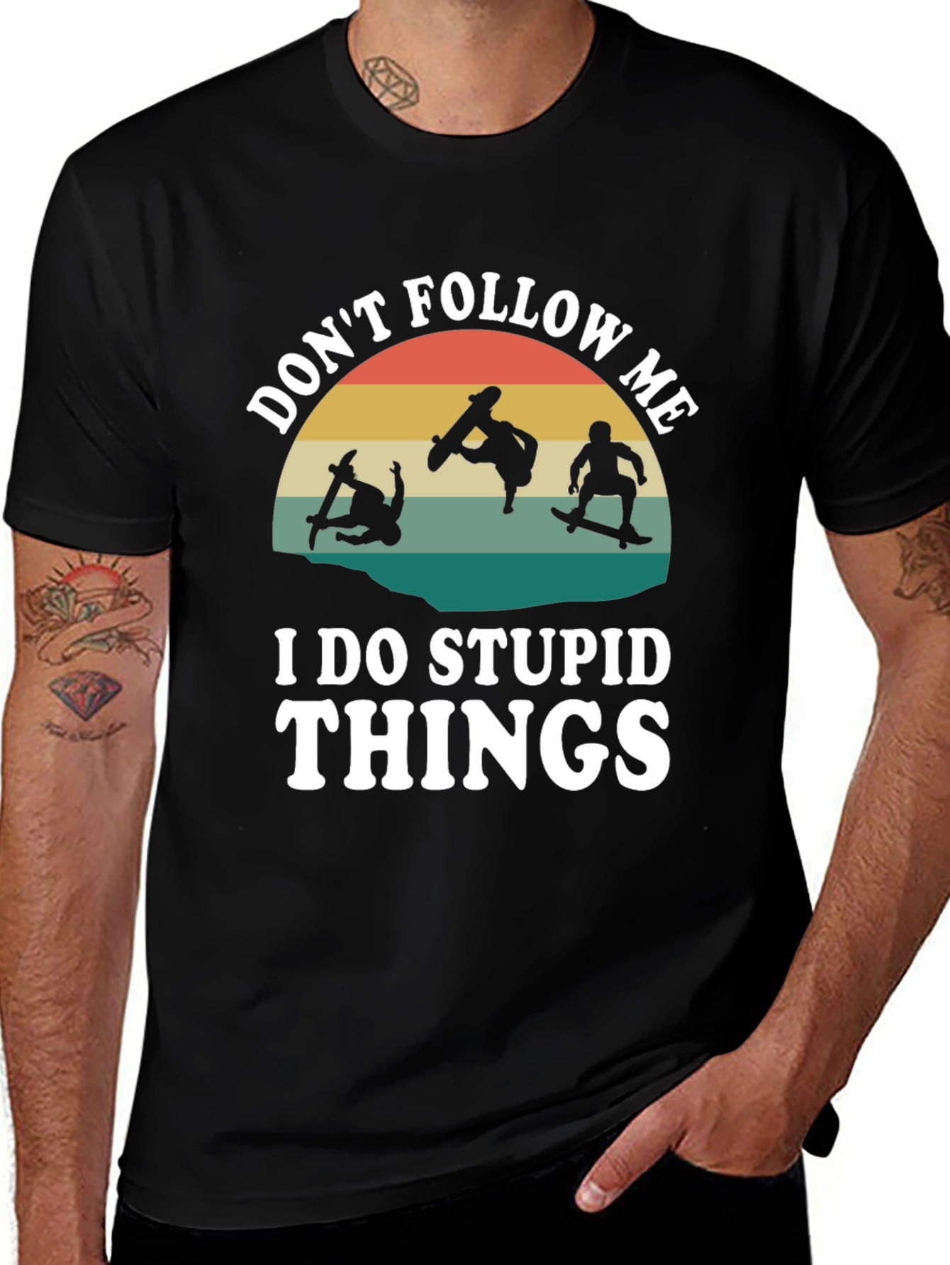 Variant 6 of Don't Follow Me I Do Stupid Things Skater Graphic Tee