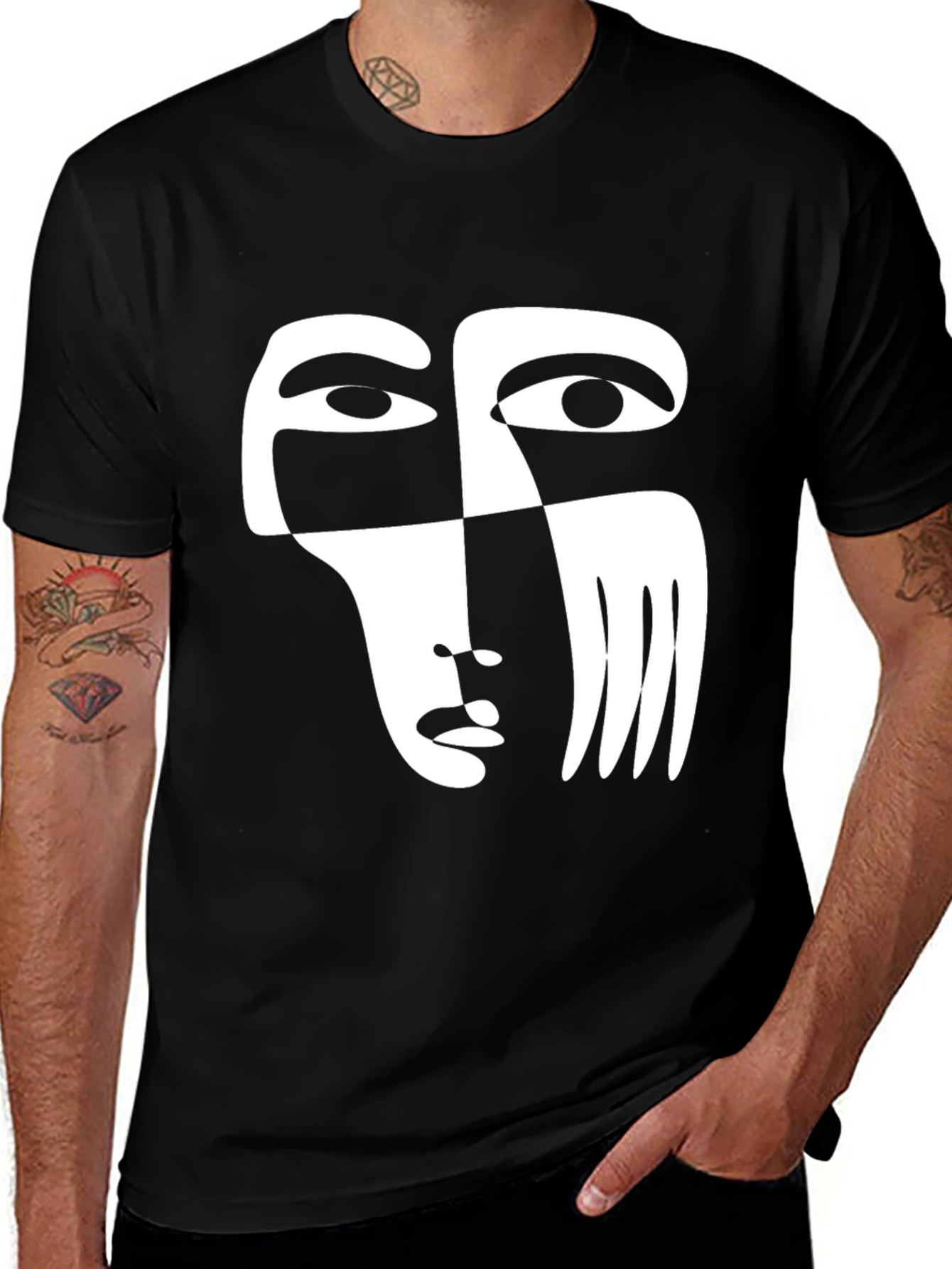 Variant 12 of Abstract Face Graphic Tee - Modern Art Shirt