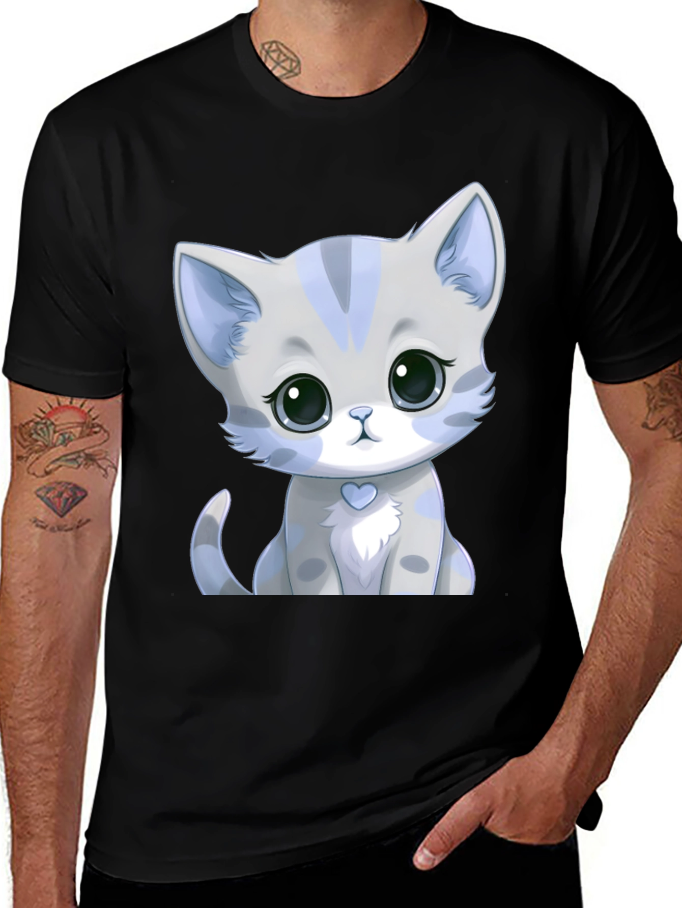 Variant 5 of Cute Kitten Graphic Tee - Soft Style Black Shirt