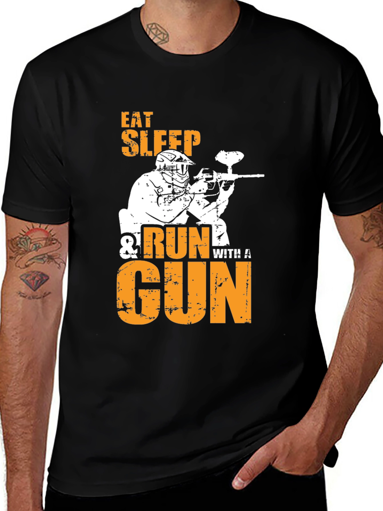 Variant 7 of Eat Sleep Run with a Gun T-Shirt