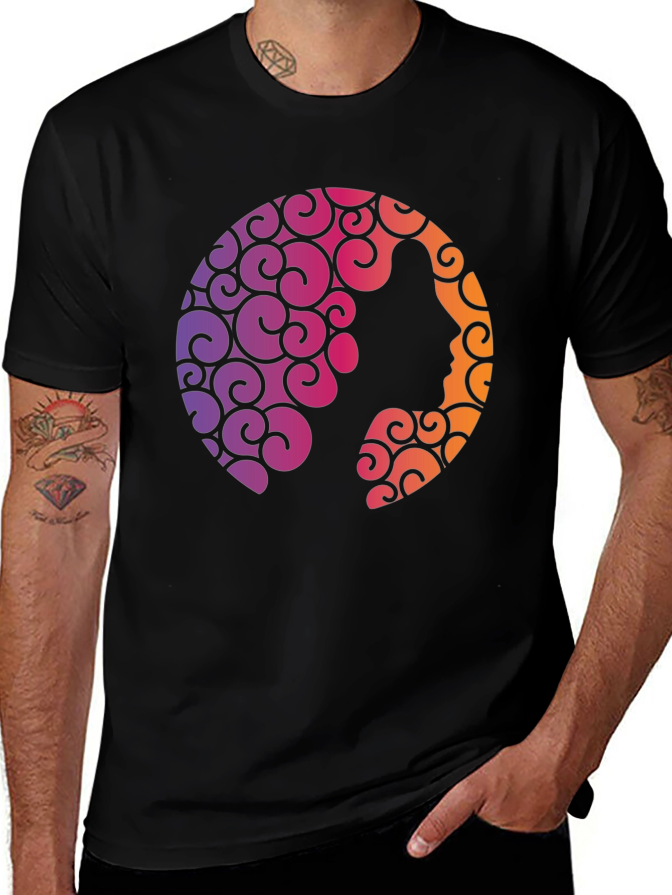 Variant 22 of Silhouette Swirl Graphic Tee - Soft Black T-Shirt