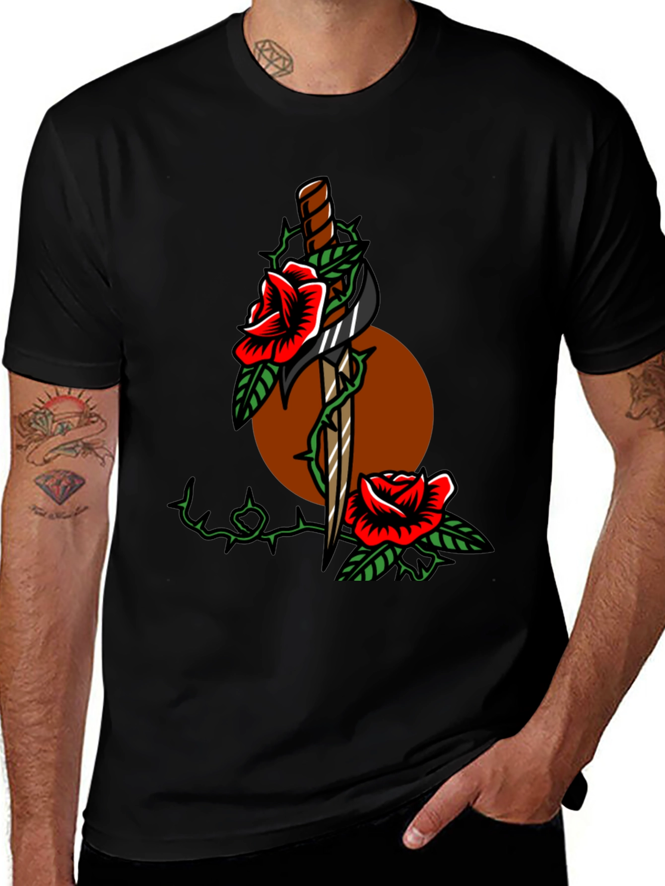 Rose & Dagger Graphic Tee - Edgy Style