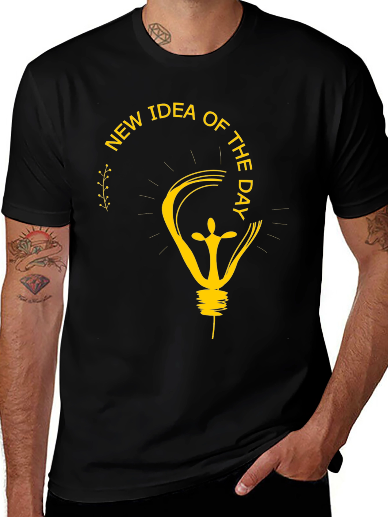 Black New Idea Of The Day Graphic T-Shirt main image