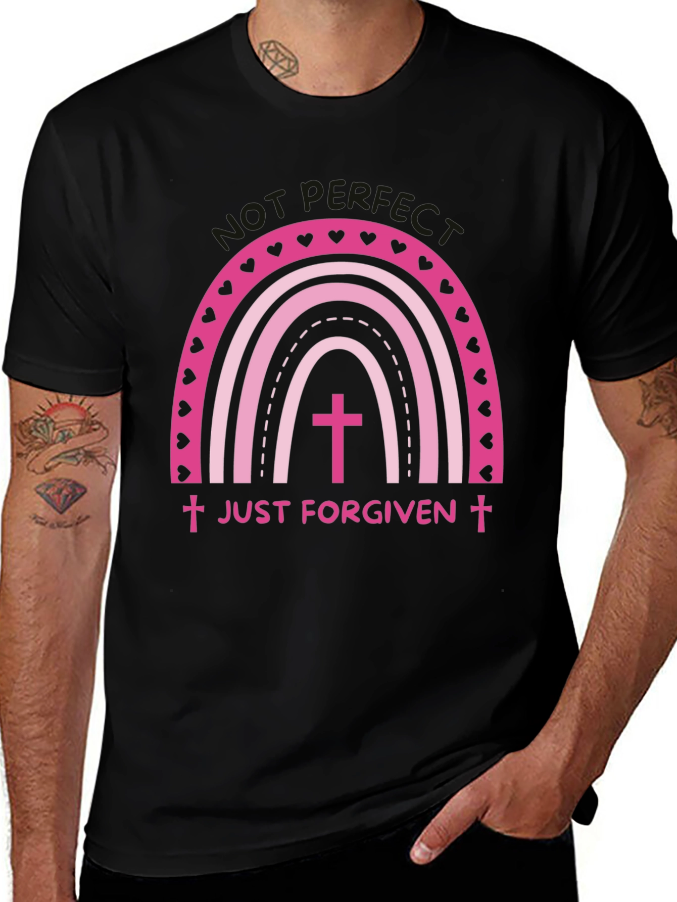Just Forgiven Rainbow Heart Christian T-Shirt