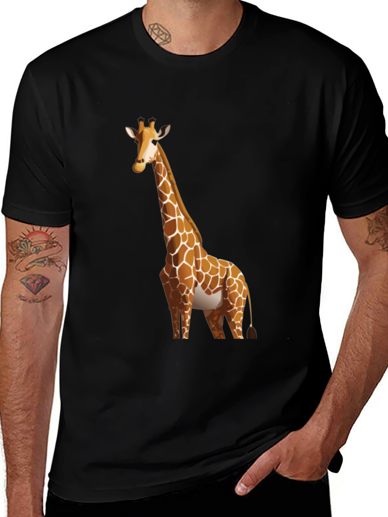 Variant 22 of Giraffe Graphic Black T-Shirt
