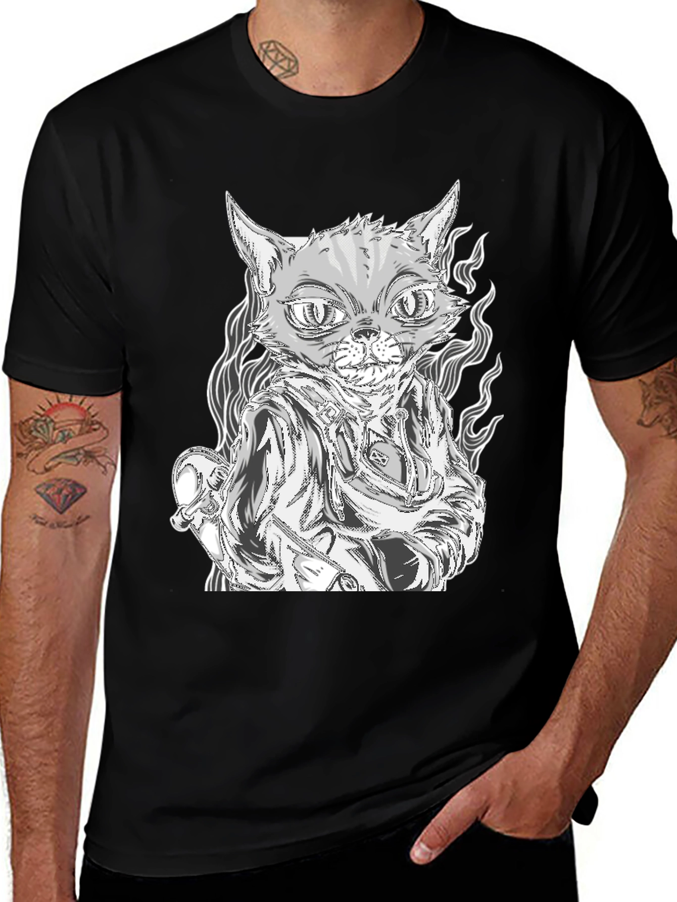 Variant 6 of Cool Cat Graphic Tee - Black