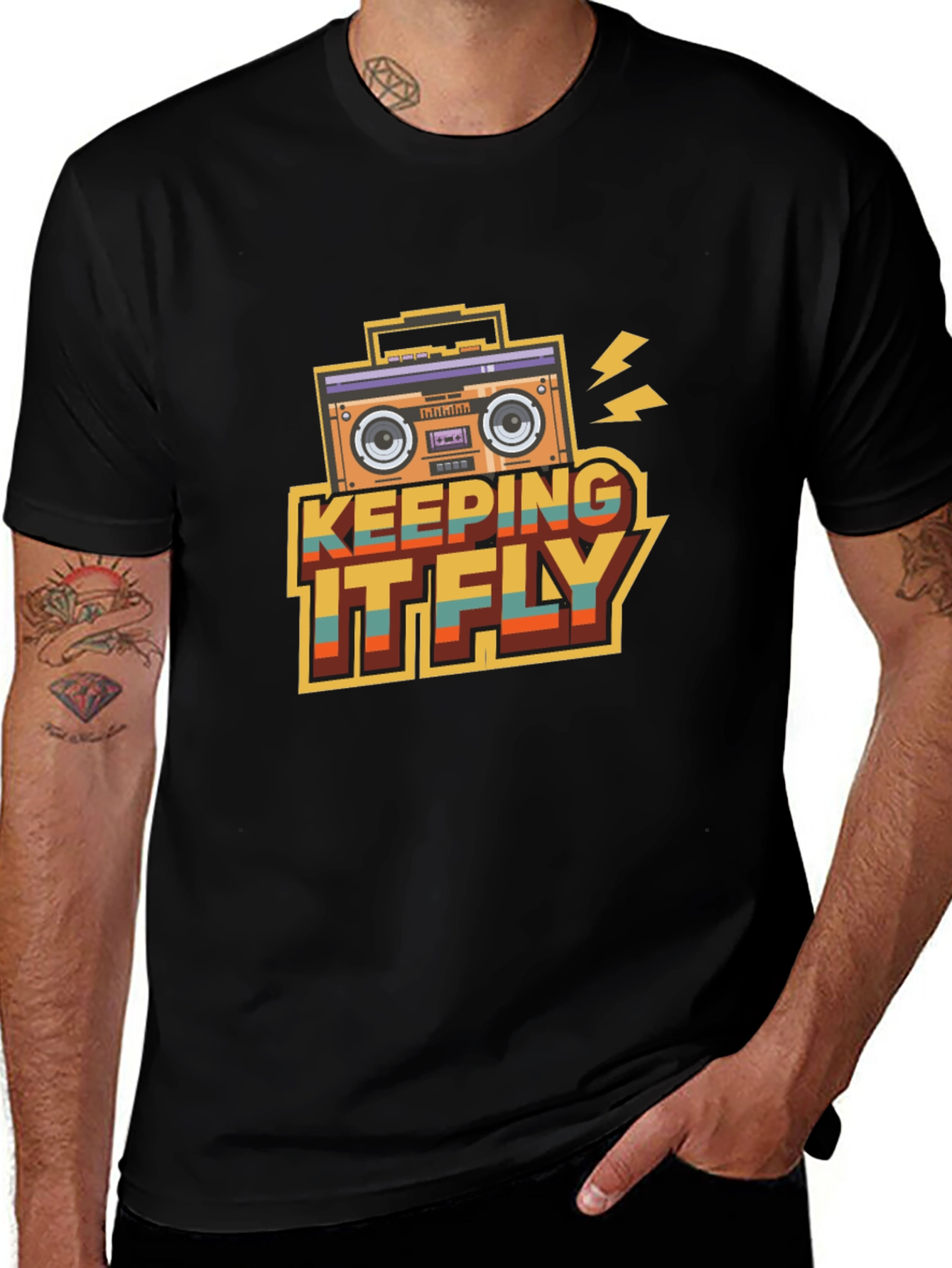Variant 24 of Keeping it Fly Retro Boombox Graphic Tee
