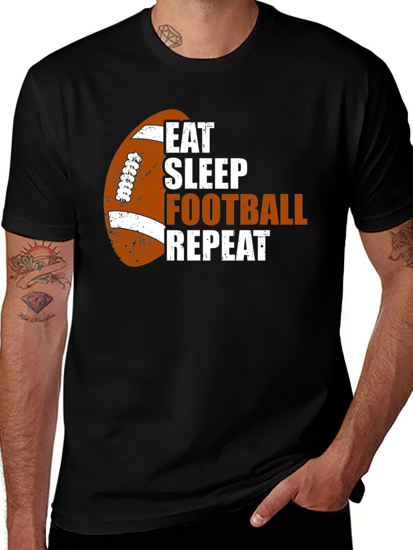 Variant 9 of Eat Sleep Football Repeat Black T-Shirt