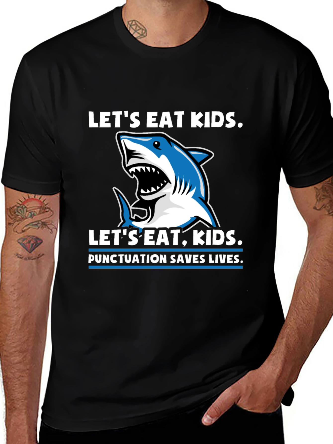Variant 3 of Punctuation Saves Lives Shark T-Shirt