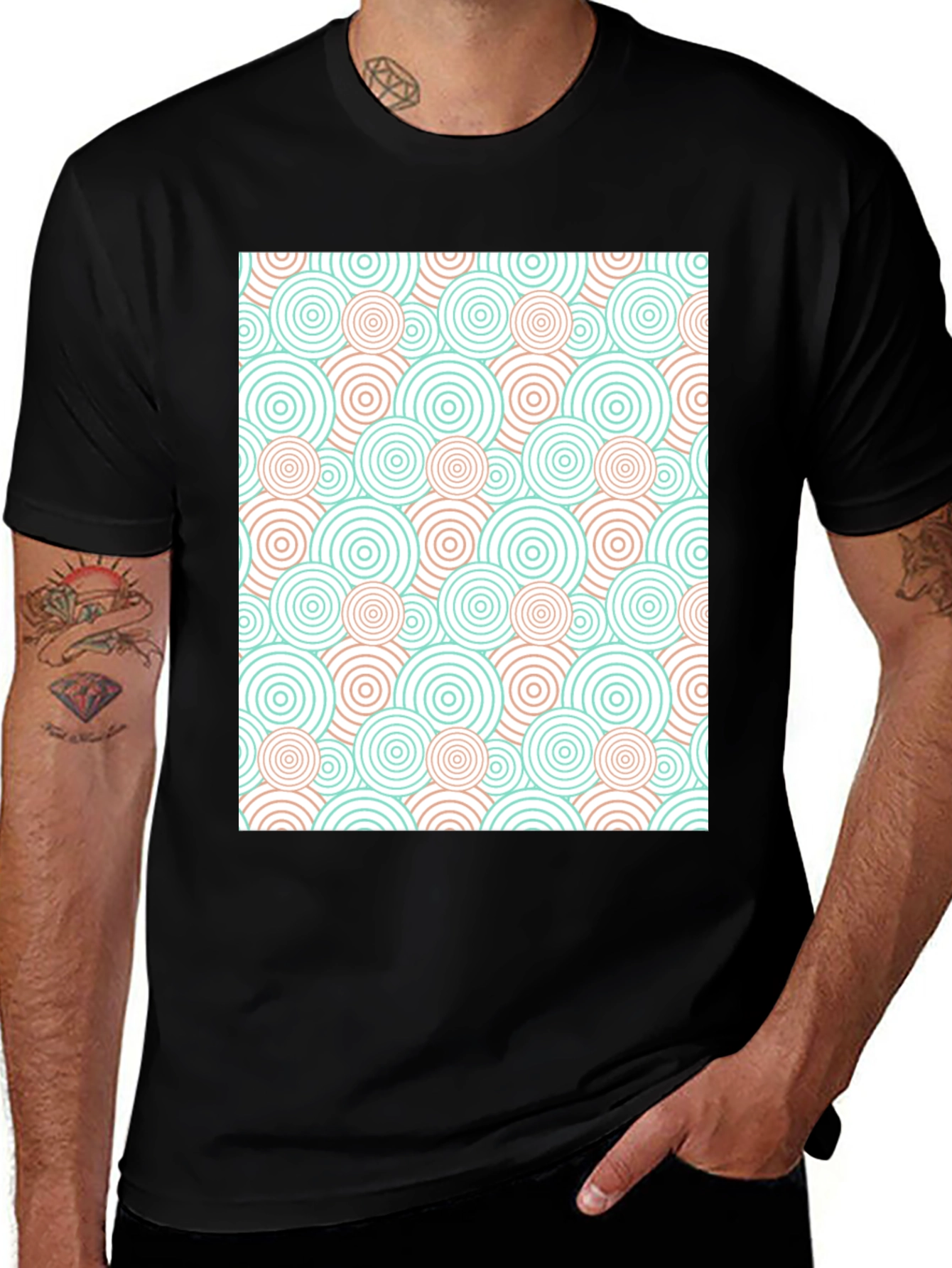 Variant 7 of Black T-Shirt with Circle Pattern Design