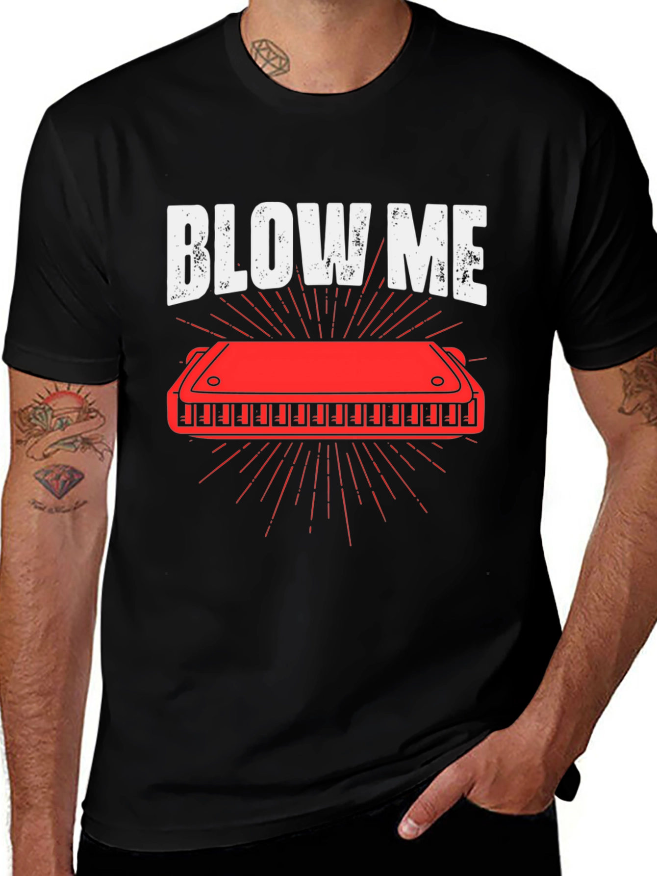Variant 28 of Blow Me Harmonica T-Shirt - Funny Music Tee