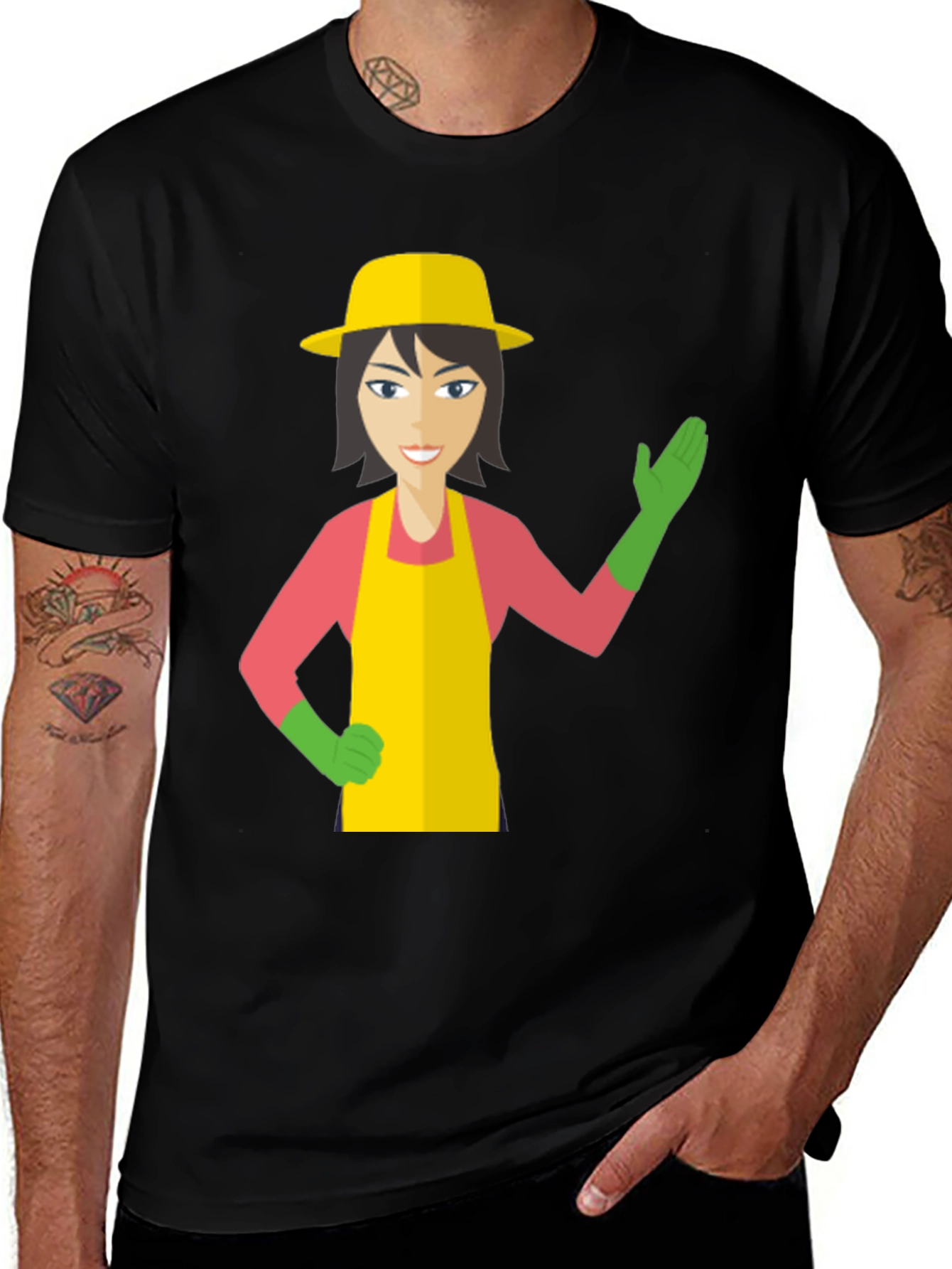 Black Gardener Graphic Tee - Unique Cartoon Design main image