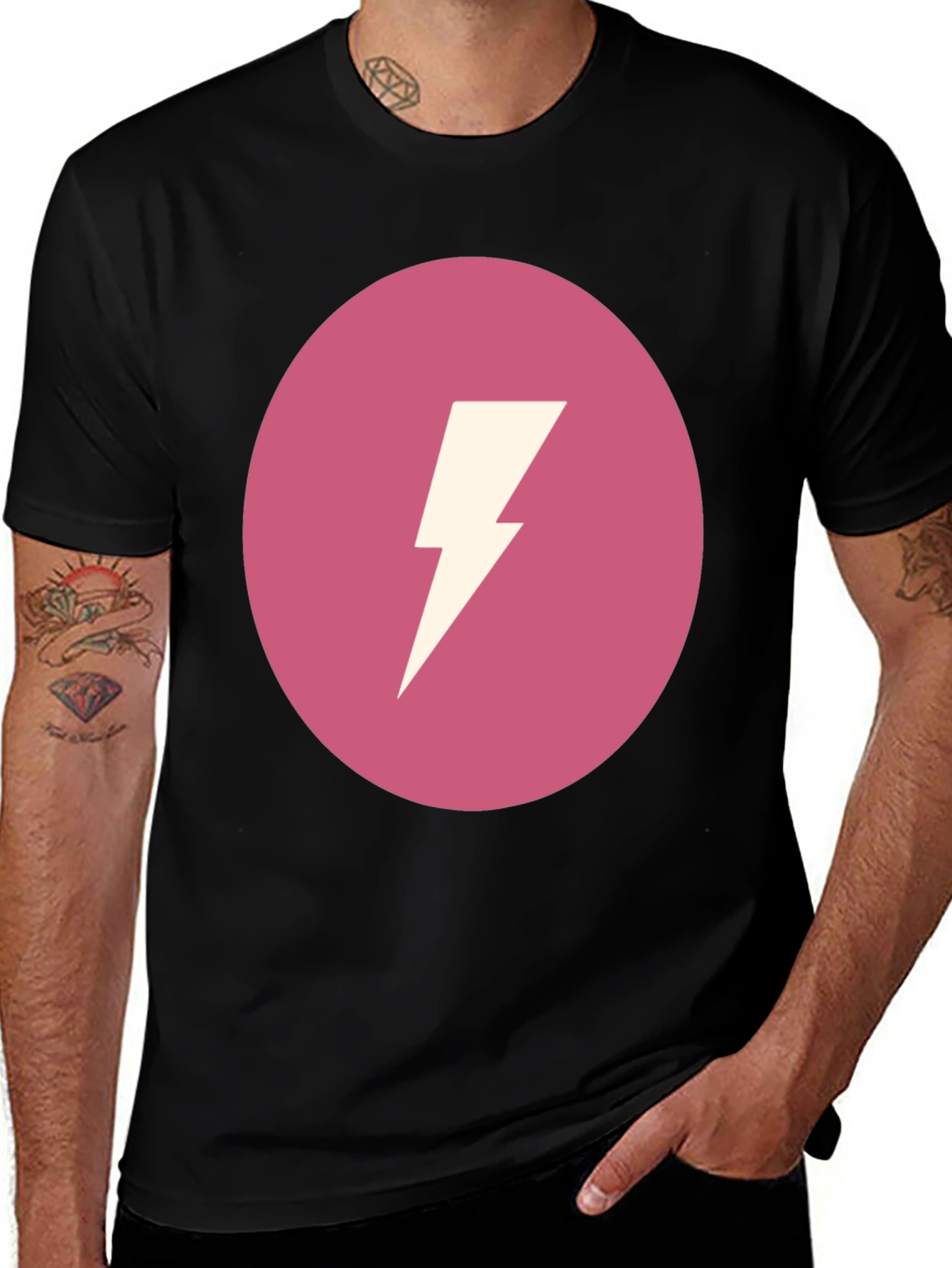 Variant 10 of Electric Bolt Tee - Pink Circle Graphic T-Shirt