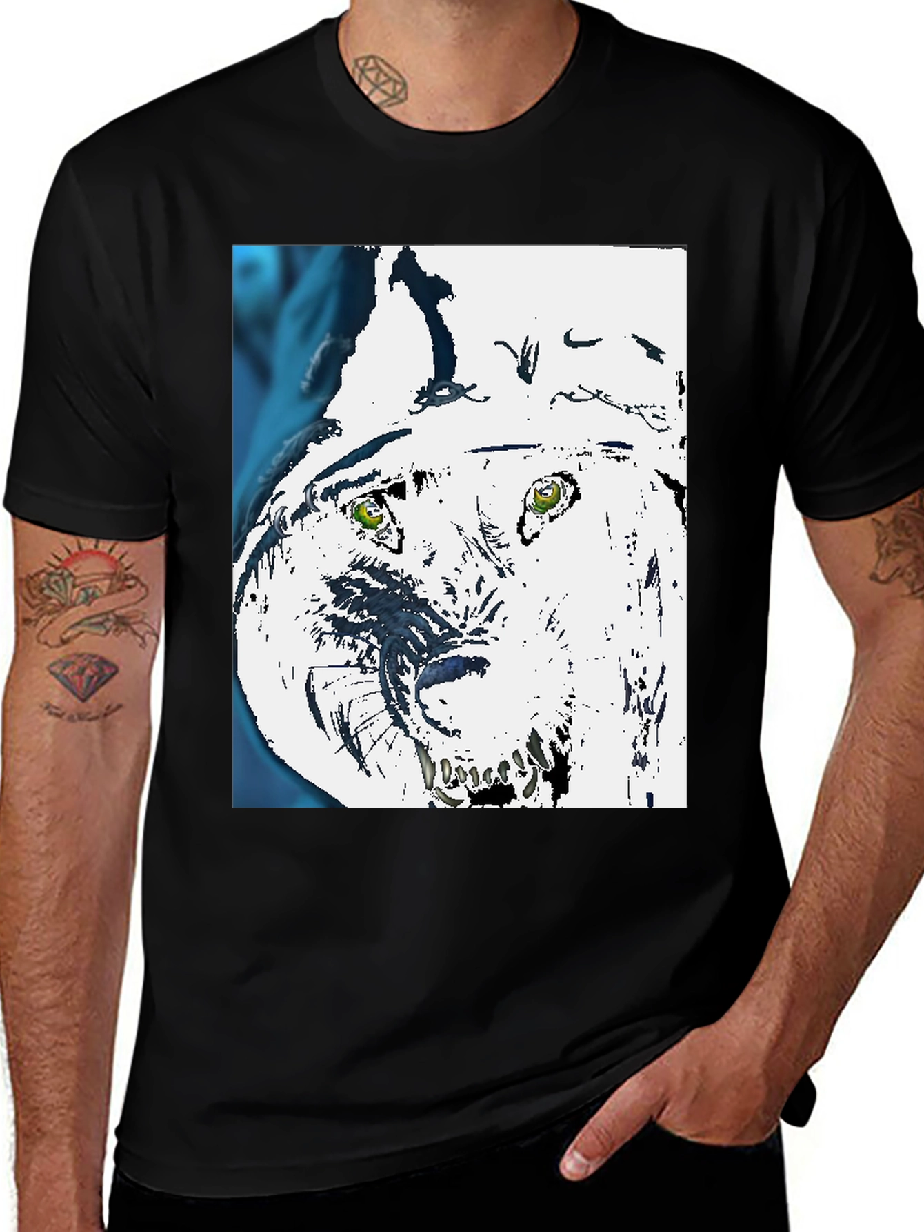 Variant 15 of Abstract Tiger Graphic Black T-Shirt