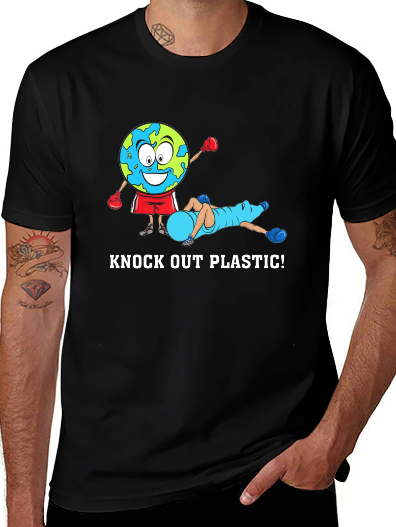 Variant 17 of Eco-Friendly 'Knock Out Plastic' Graphic T-Shirt