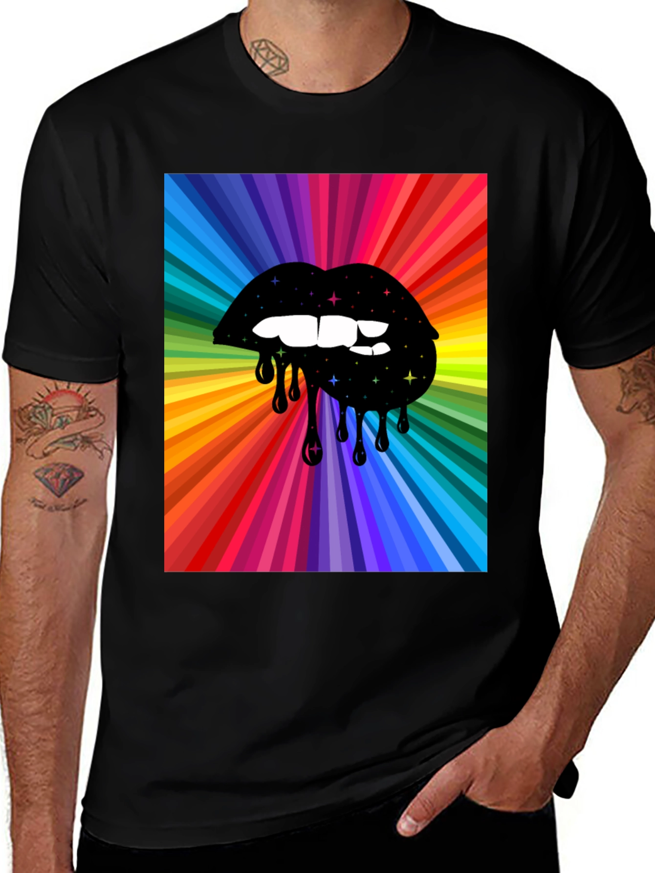 Variant 11 of Rainbow Lips Graphic T-Shirt - Bold Design