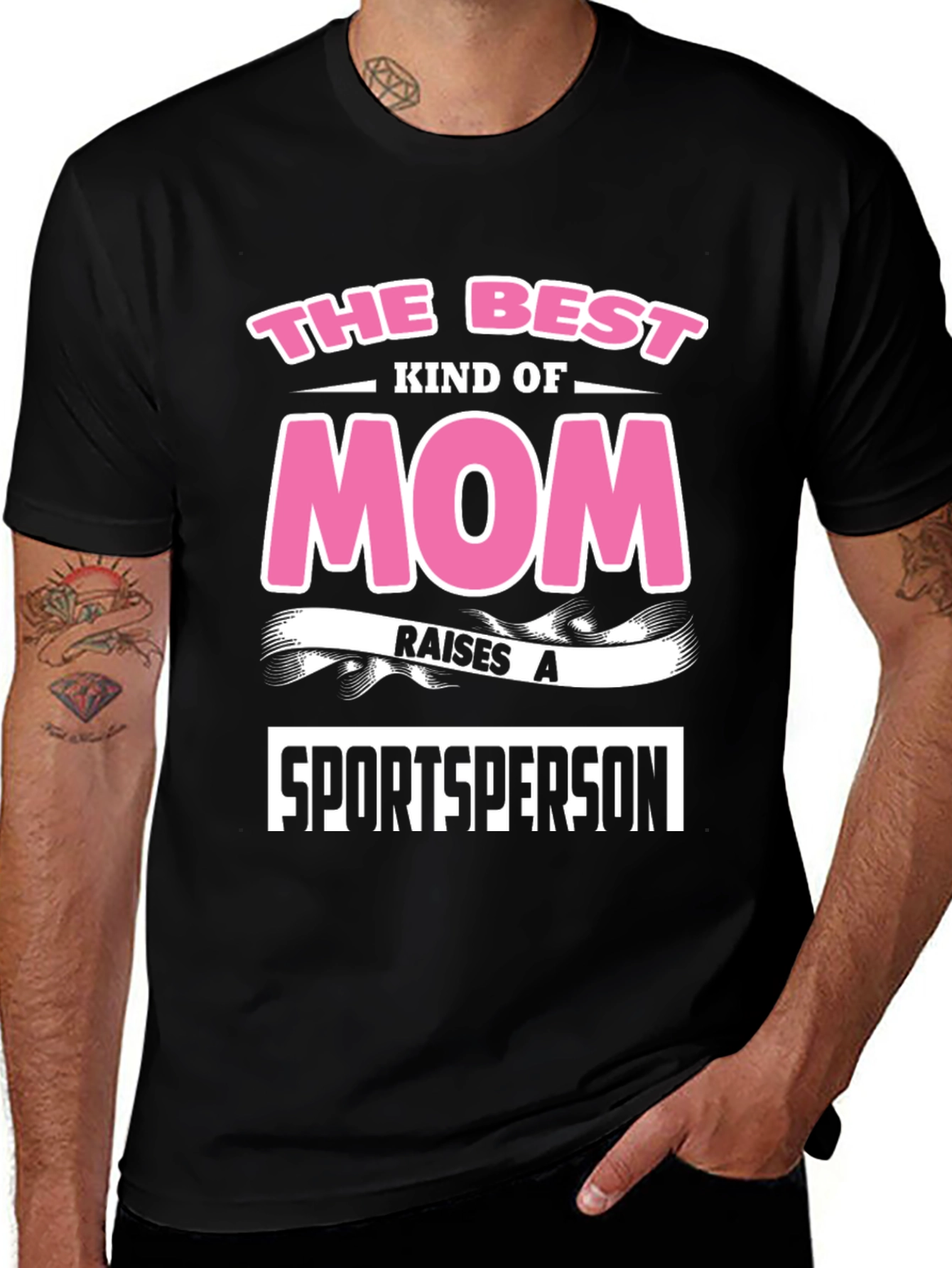 Variant 20 of Best Mom Raises A Sportsperson Black Graphic T-Shirt