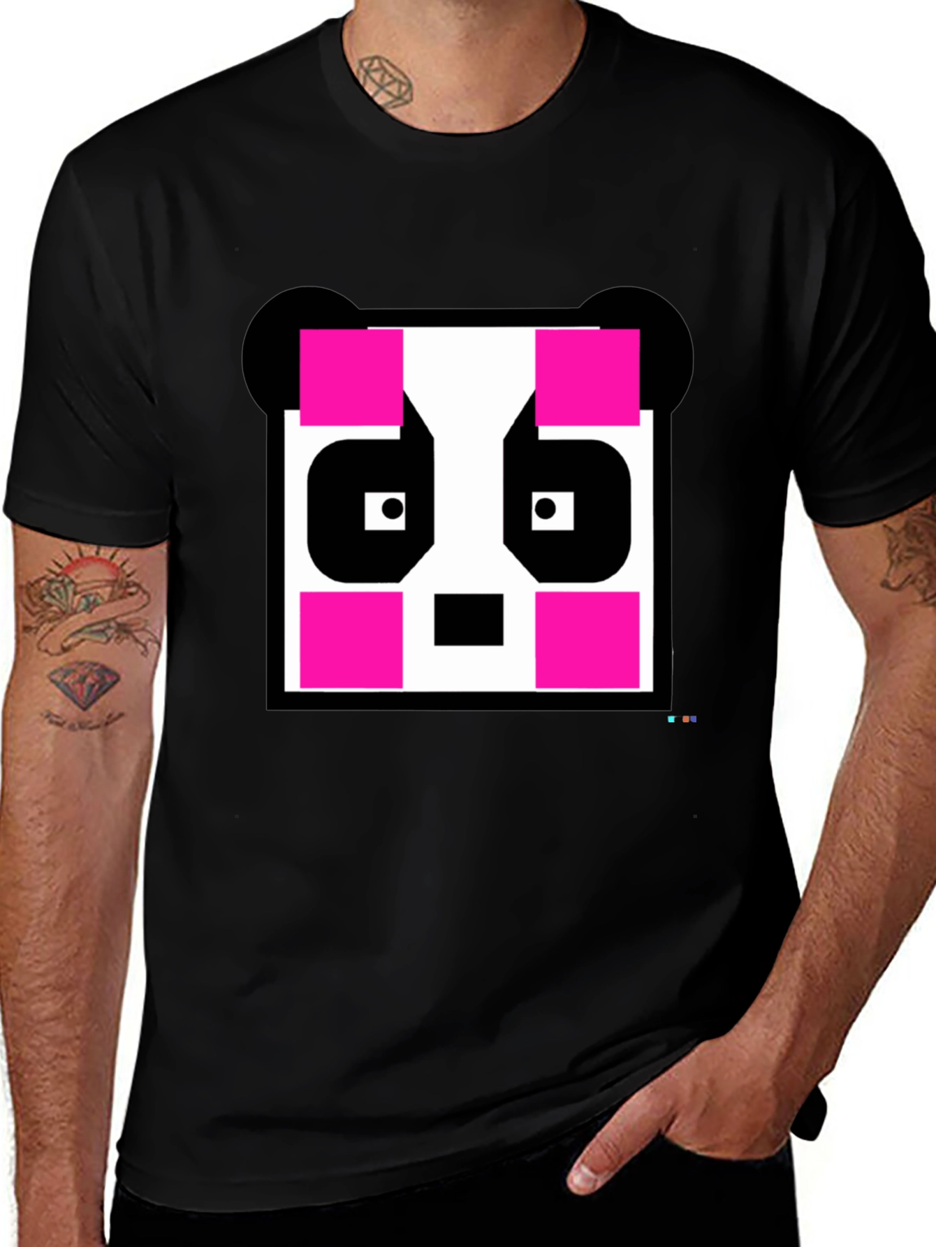 Variant 15 of Pixel Panda Graphic Tee - Black Crew Neck