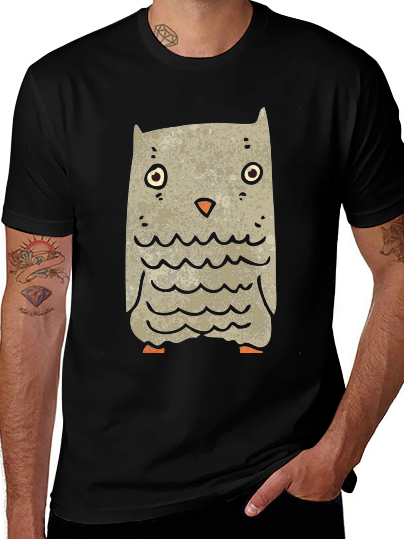 Variant 28 of Cartoon Owl Graphic Tee - Black Unisex T-Shirt