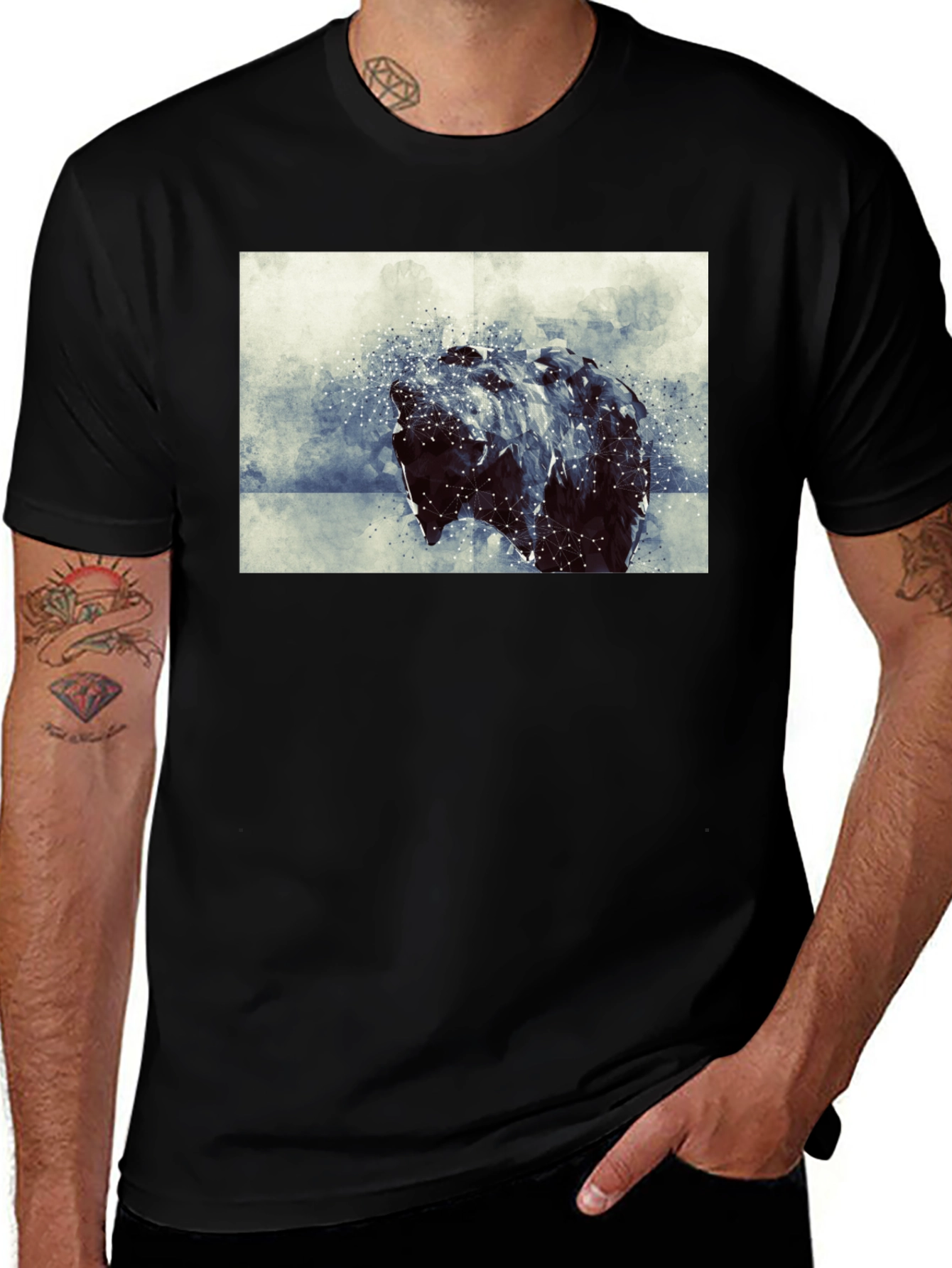 Variant 7 of Abstract Bear Graphic Black T-Shirt