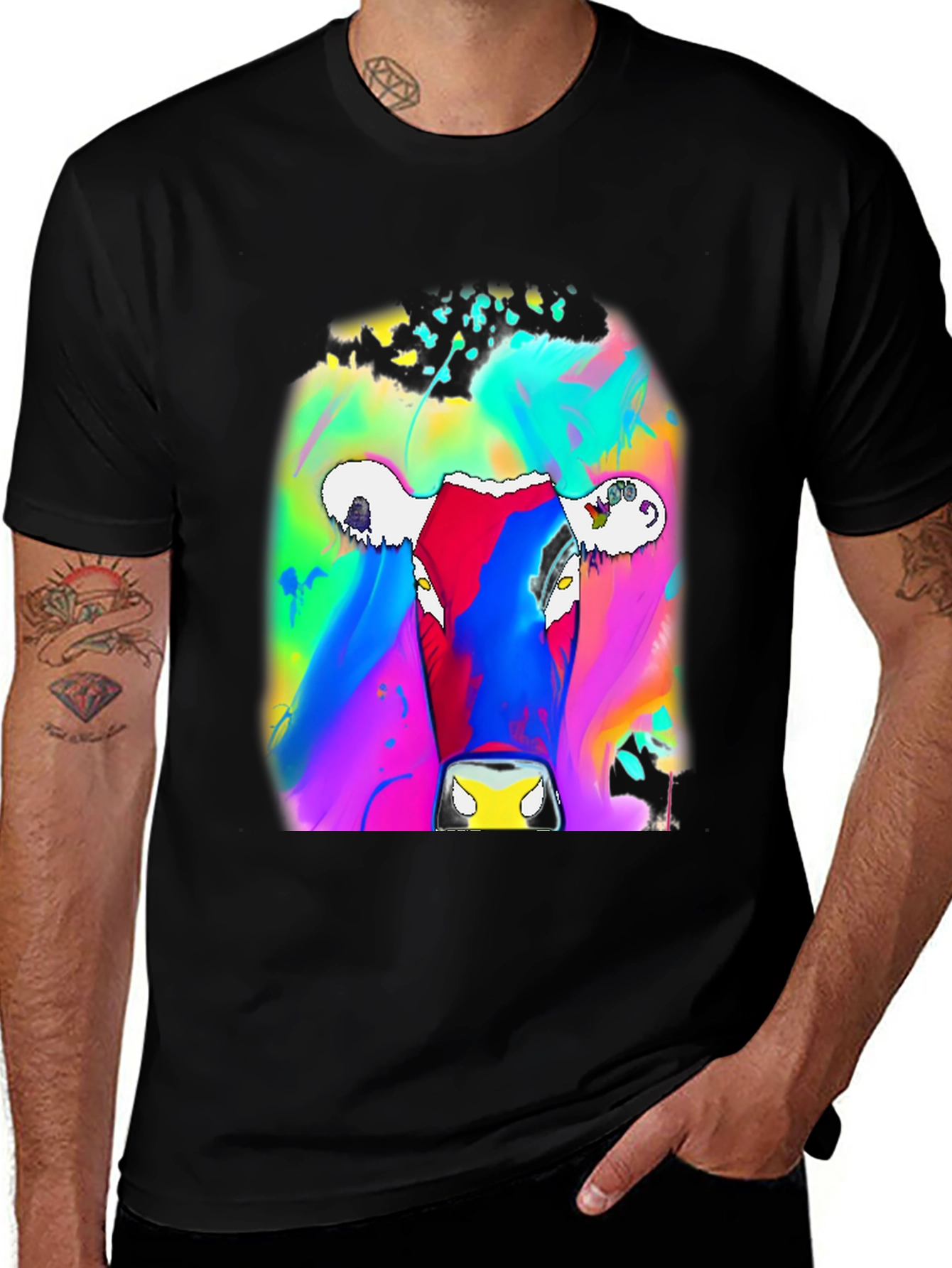 Variant 2 of Colorful Cow Graphic Tee - Unique Animal Design T-Shirt