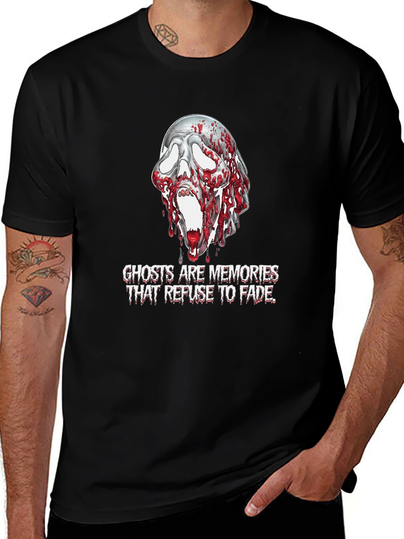 Variant 27 of Bloody Ghost Memories Graphic Tee - Horror Style