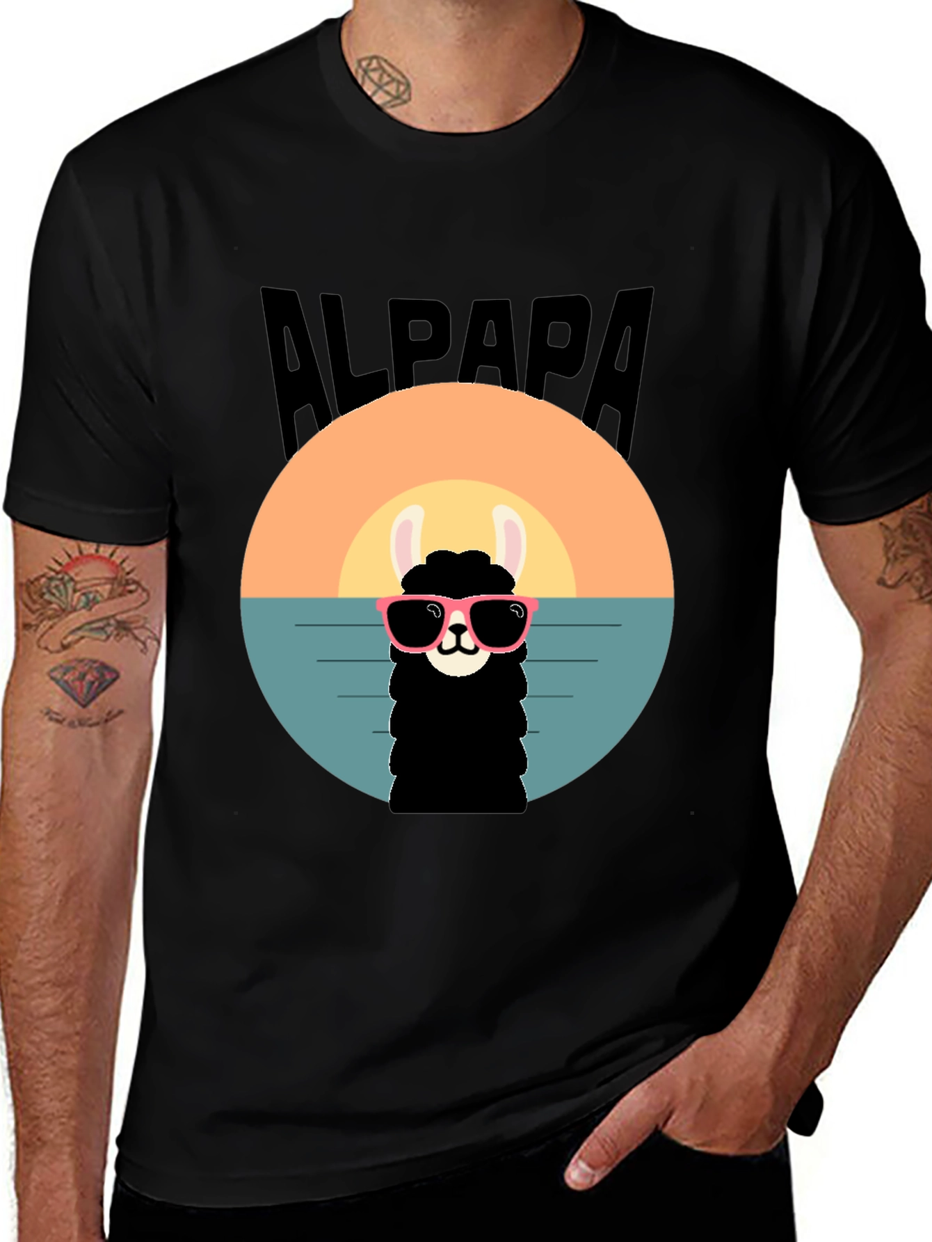 Variant 2 of Cool Alpaca Sunset T-Shirt - Soft Cotton Tee