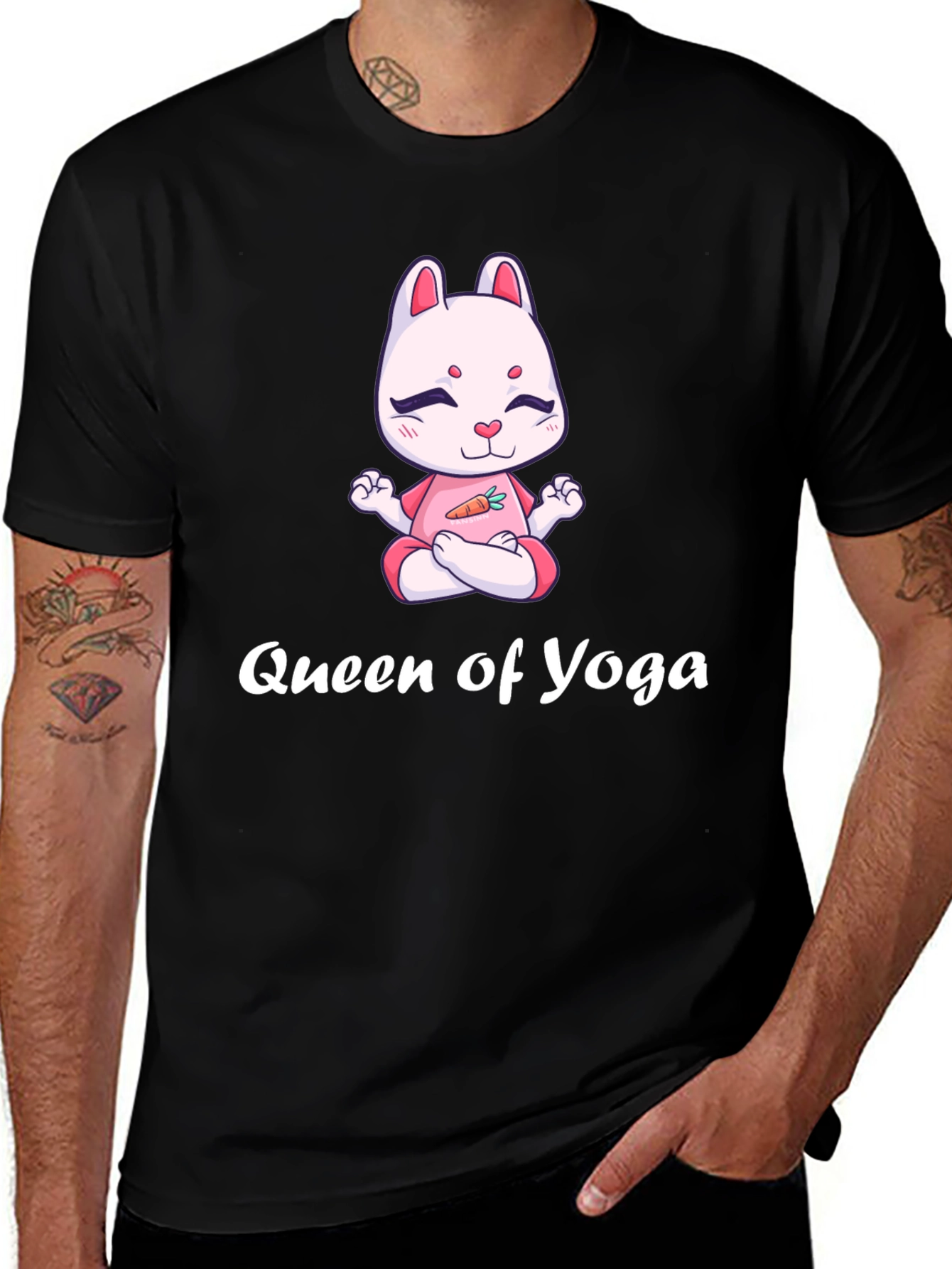 Variant 21 of Queen of Yoga T-Shirt - Cartoon Bunny in Lotus Pose