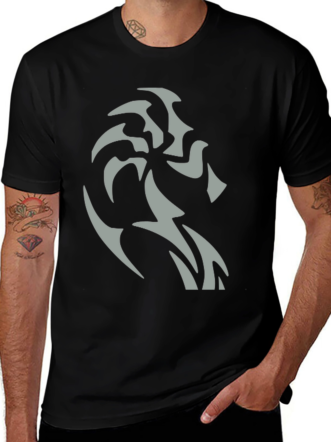 Variant 7 of Tribal Lion Graphic Black T-Shirt - Stylish Men's Tee