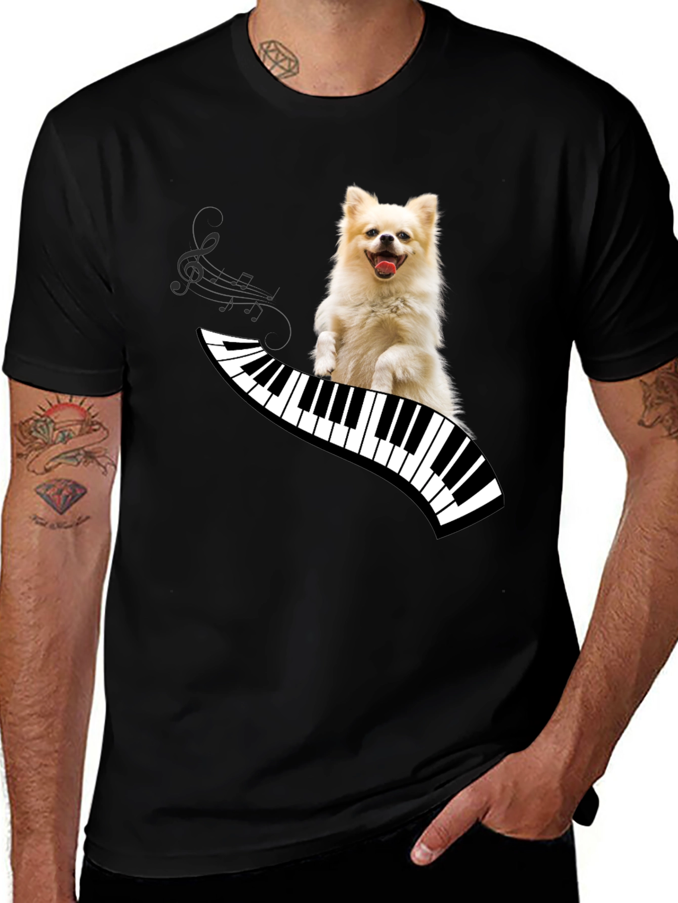Variant 16 of Dog Playing Piano T-Shirt - Unique Graphic Tee
