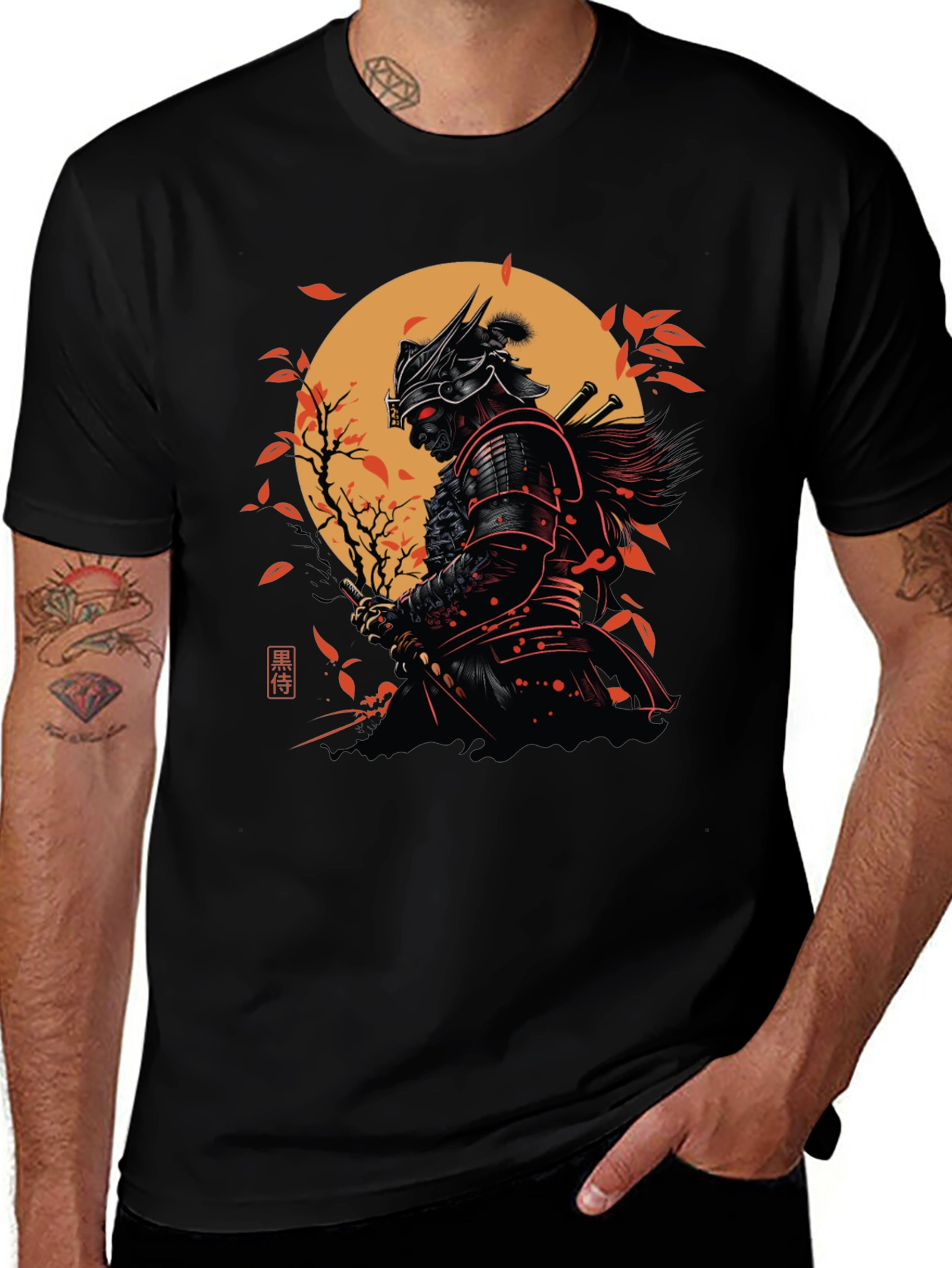 Variant 26 of Samurai Warrior Graphic Black T-Shirt